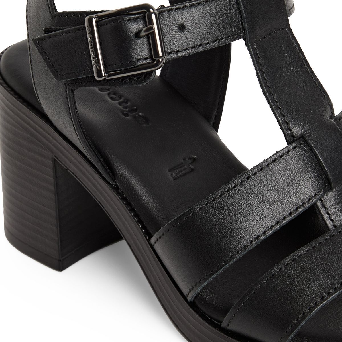 Sandale à talon en cuir noir cuir, TAMARIS