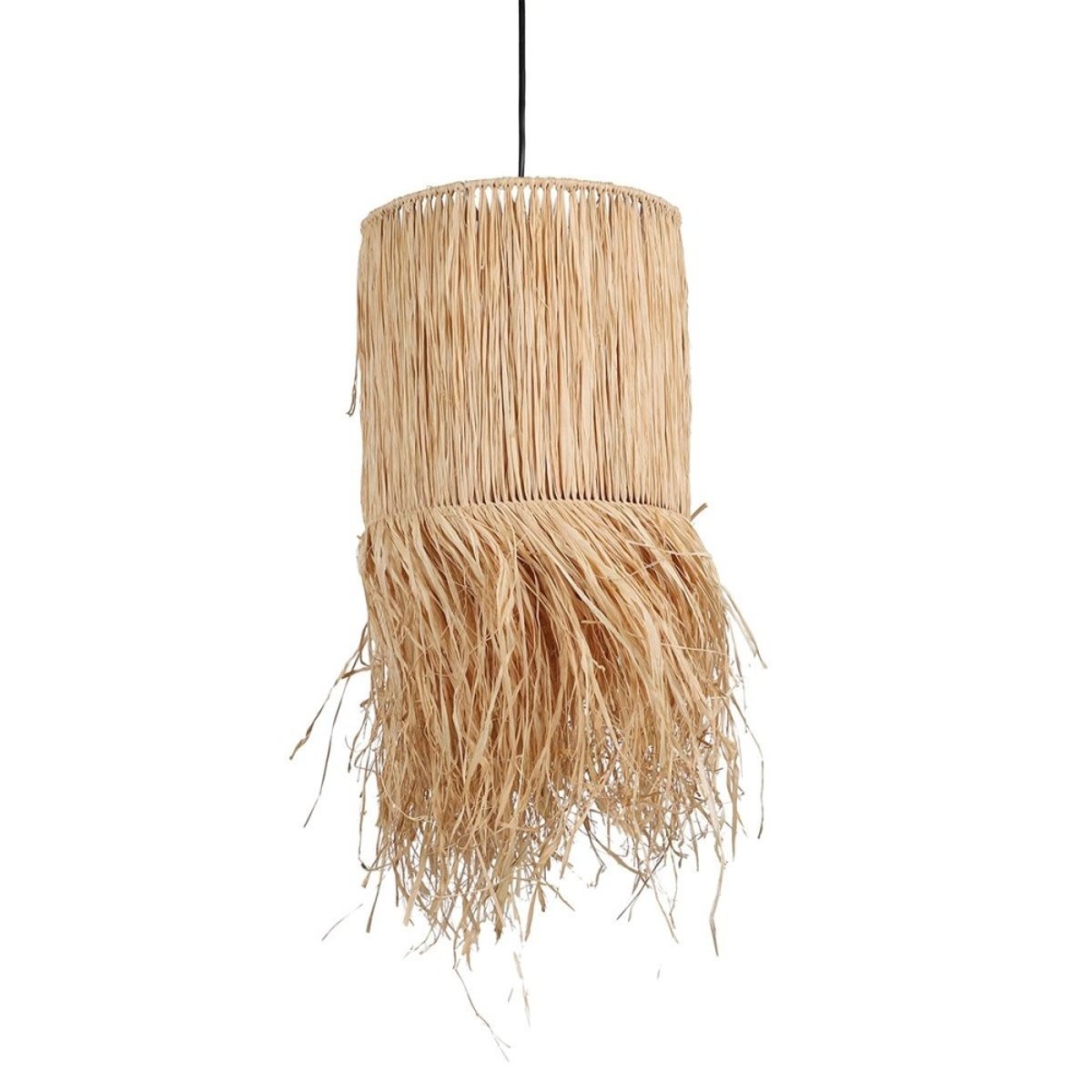 Suspension Lungo raphia franges H60 beige, DECORATIE