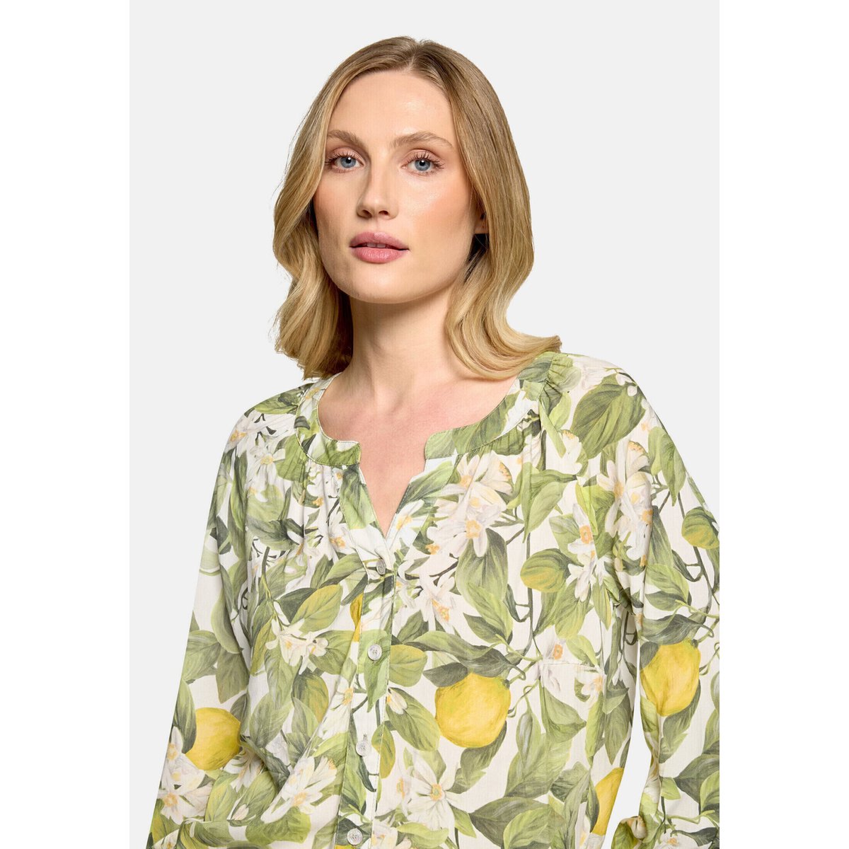 Blouse casual à patte de boutonnage cream/green, CARTOON