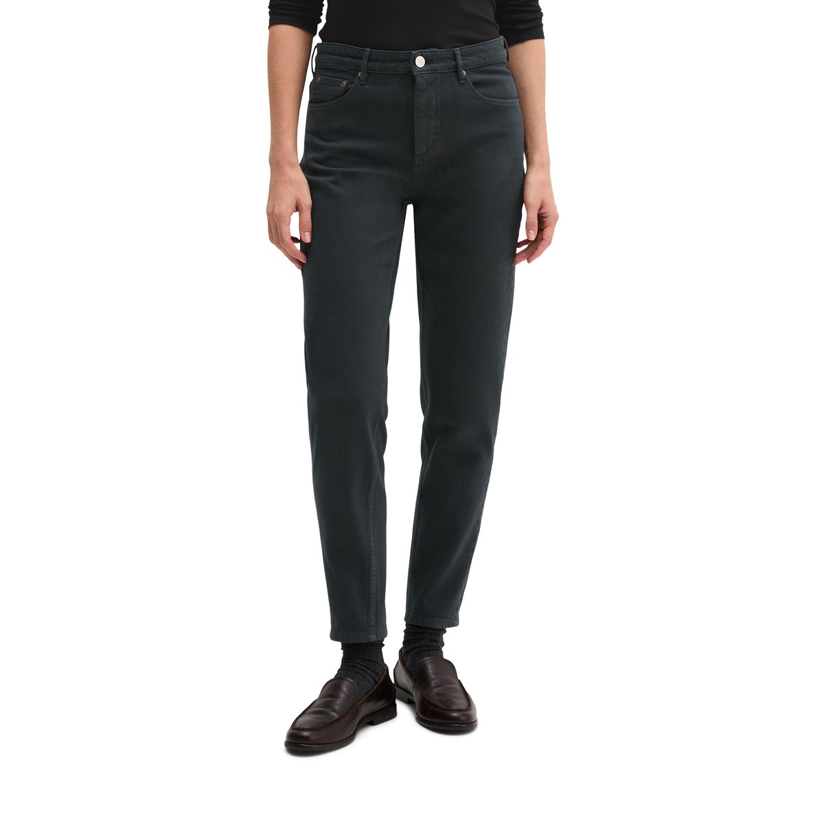 Jeans modèle Mala, coupe slim et longueur courte en coton bio extensible gris, MARC O'POLO