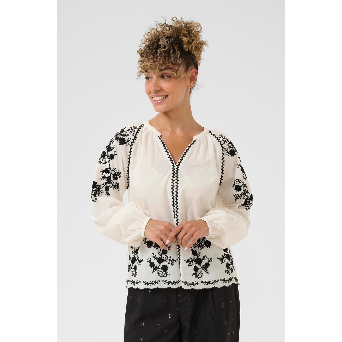 Blouse à manches longues blanc whisper white, CREAM