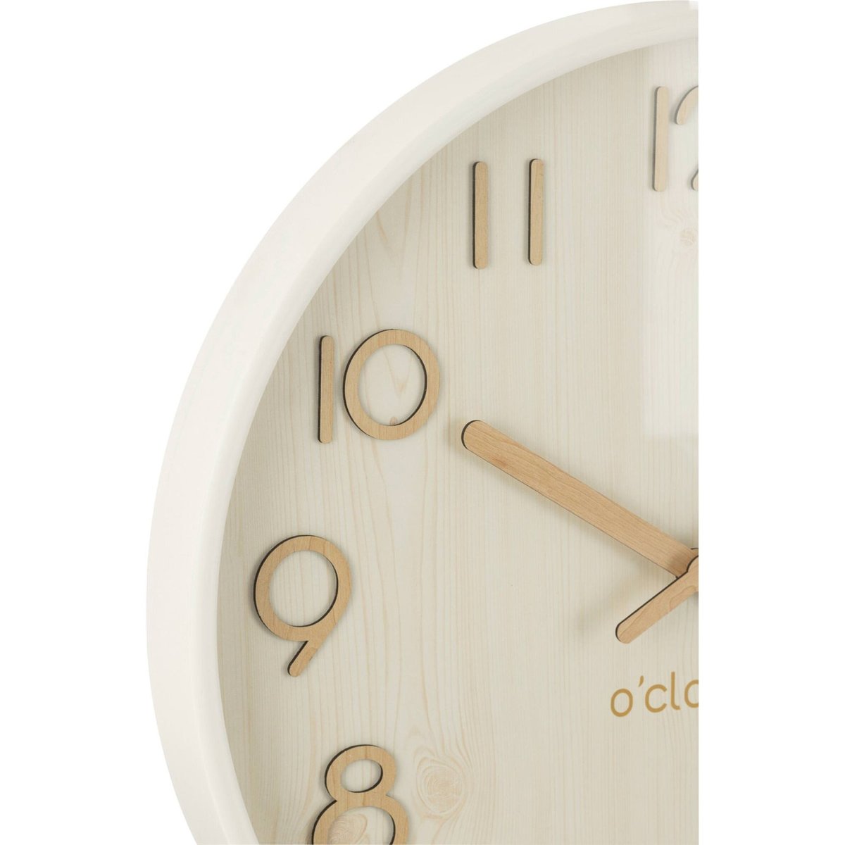 Horloge murale en bois grand format blanc et bois clair, RECOLLECTION