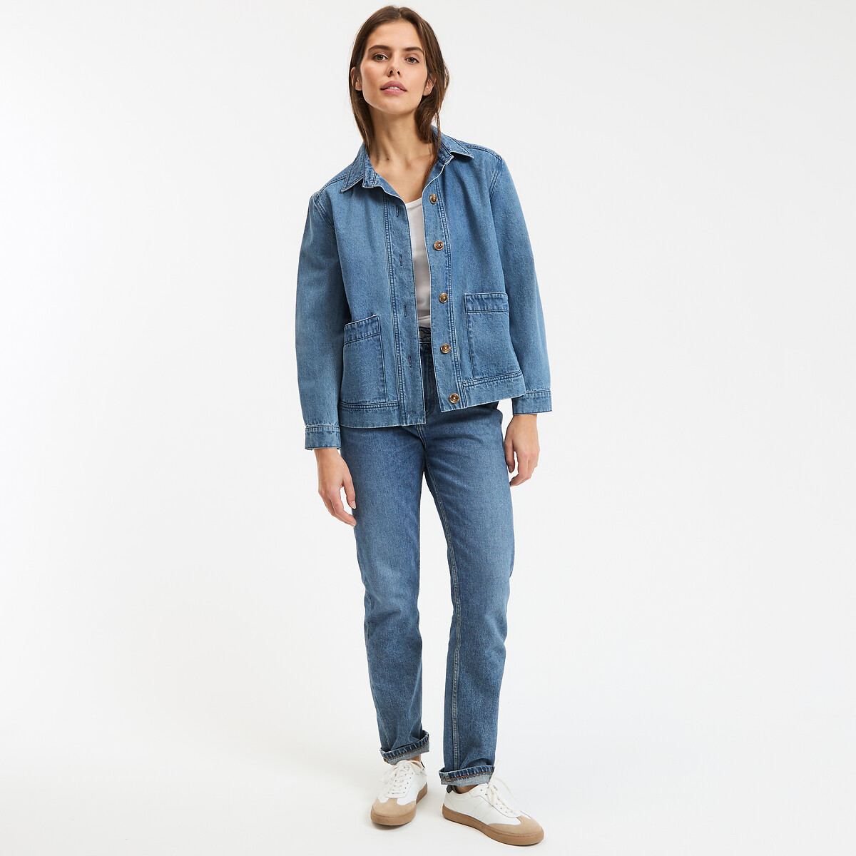 Chaqueta vaquera amplia, Signature LEONY azul stone, LA REDOUTE COLLECTIONS