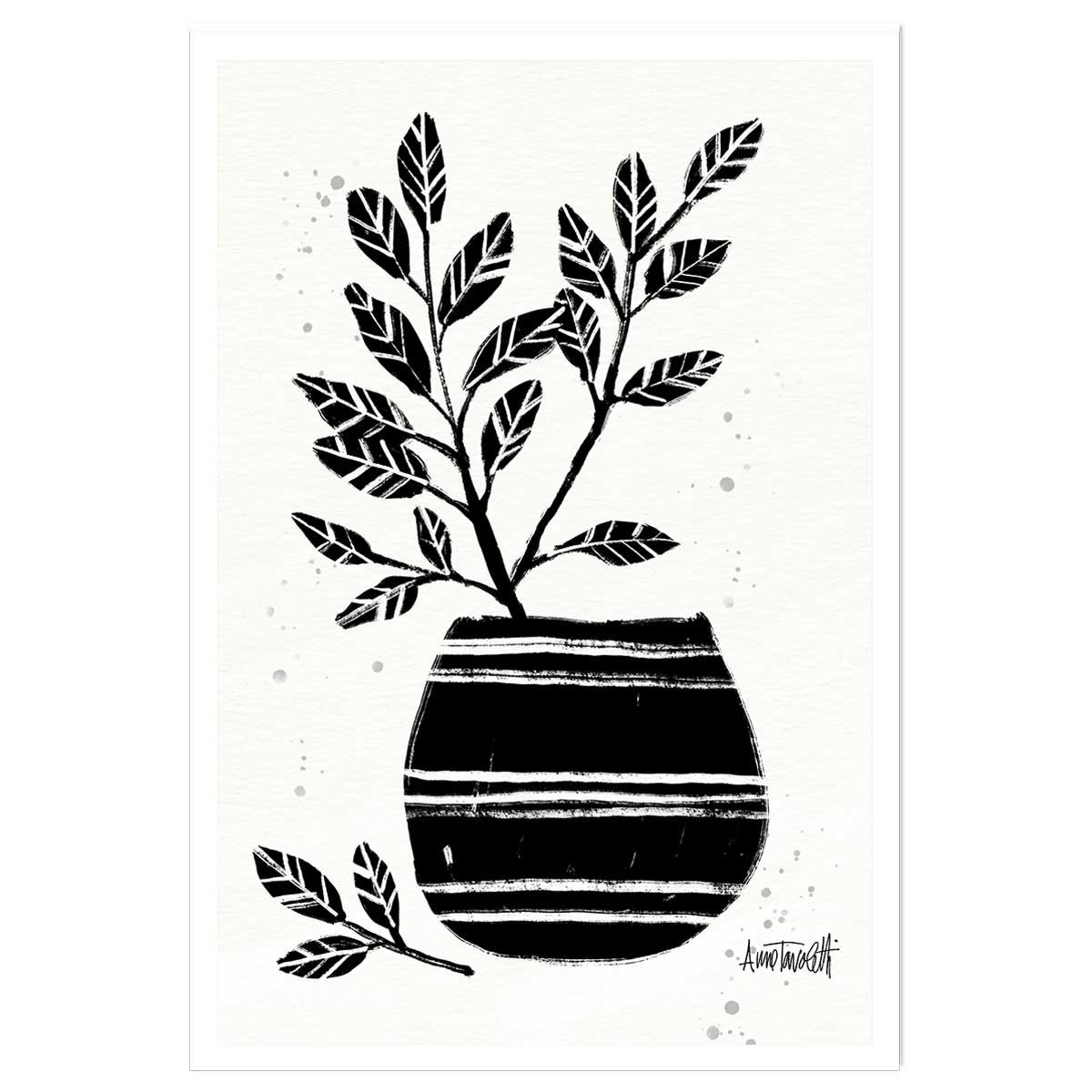 Illustration Poterie et botanique affiche seule, HEXOA