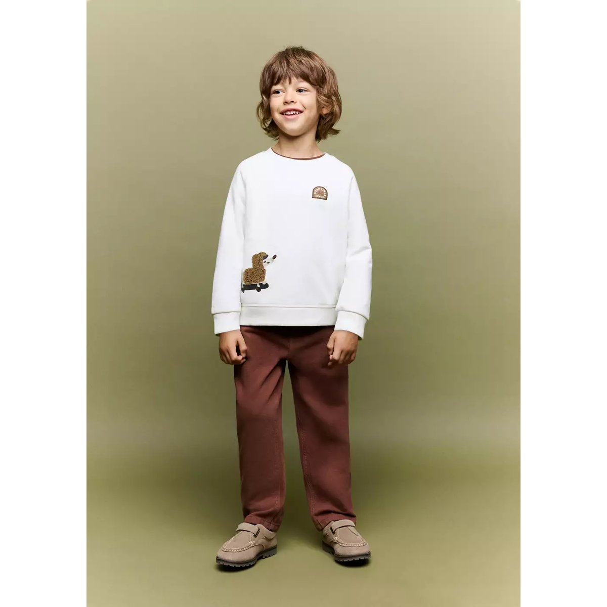 Sweat oversize inscription relief blanc cassé, MANGO BABY