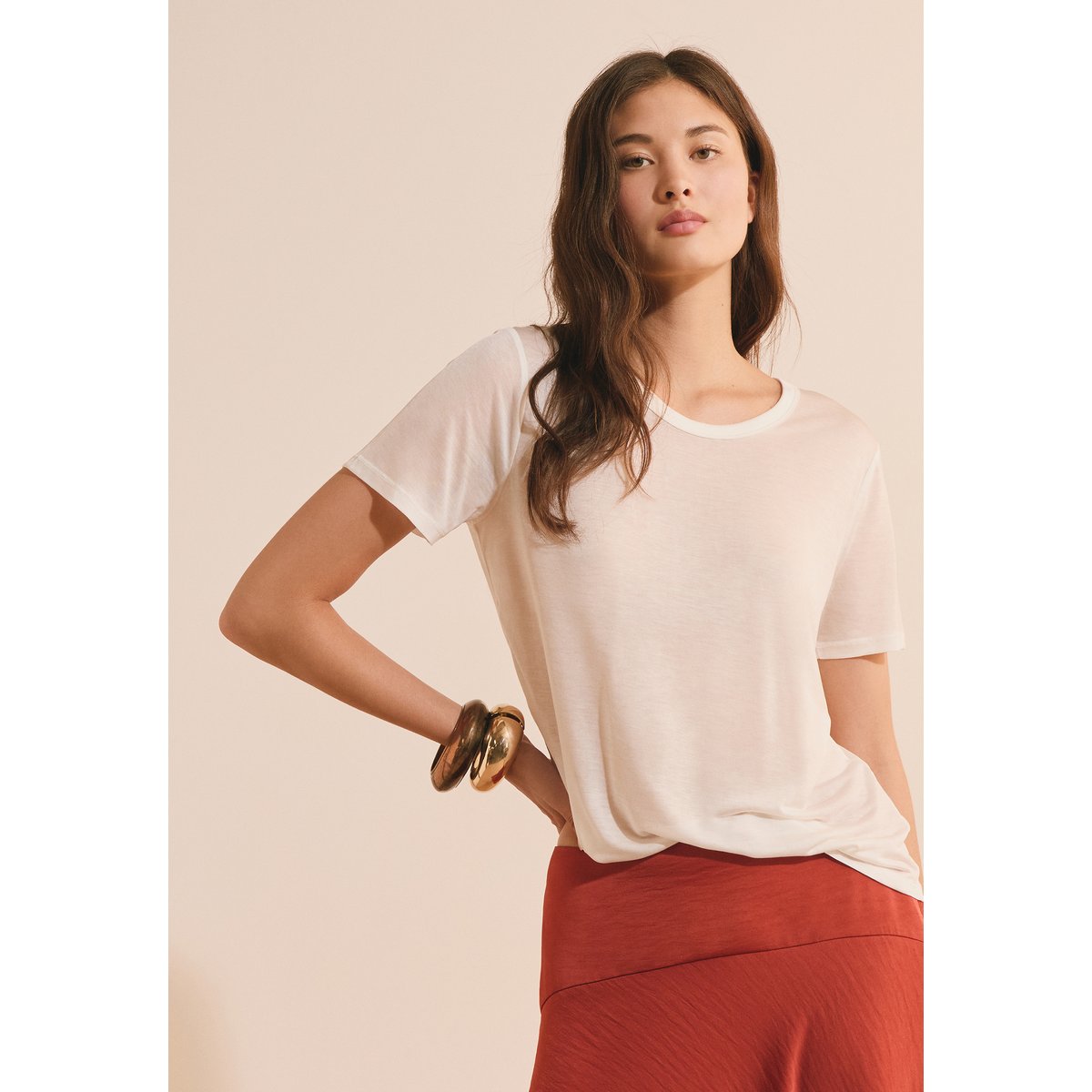 T-shirt col rond manches courtes ALEXIS TS R blanc, ETAM