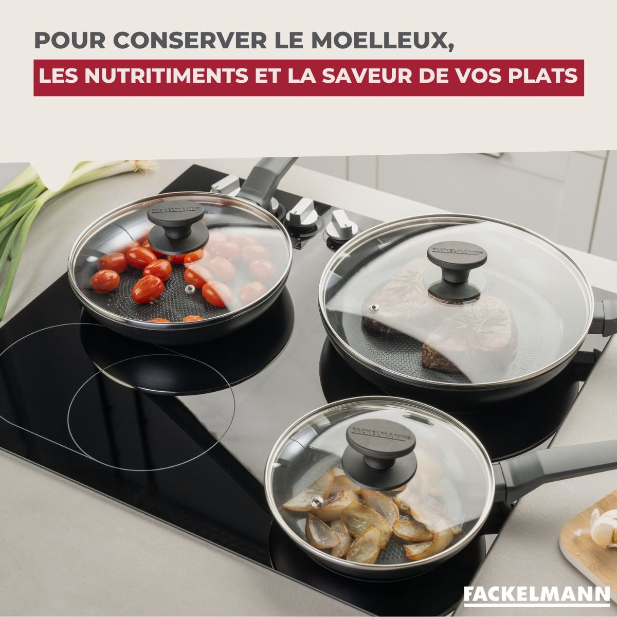 Couvercle de cuisson en verre 28 cm gris,noir,transparent, FACKELMANN