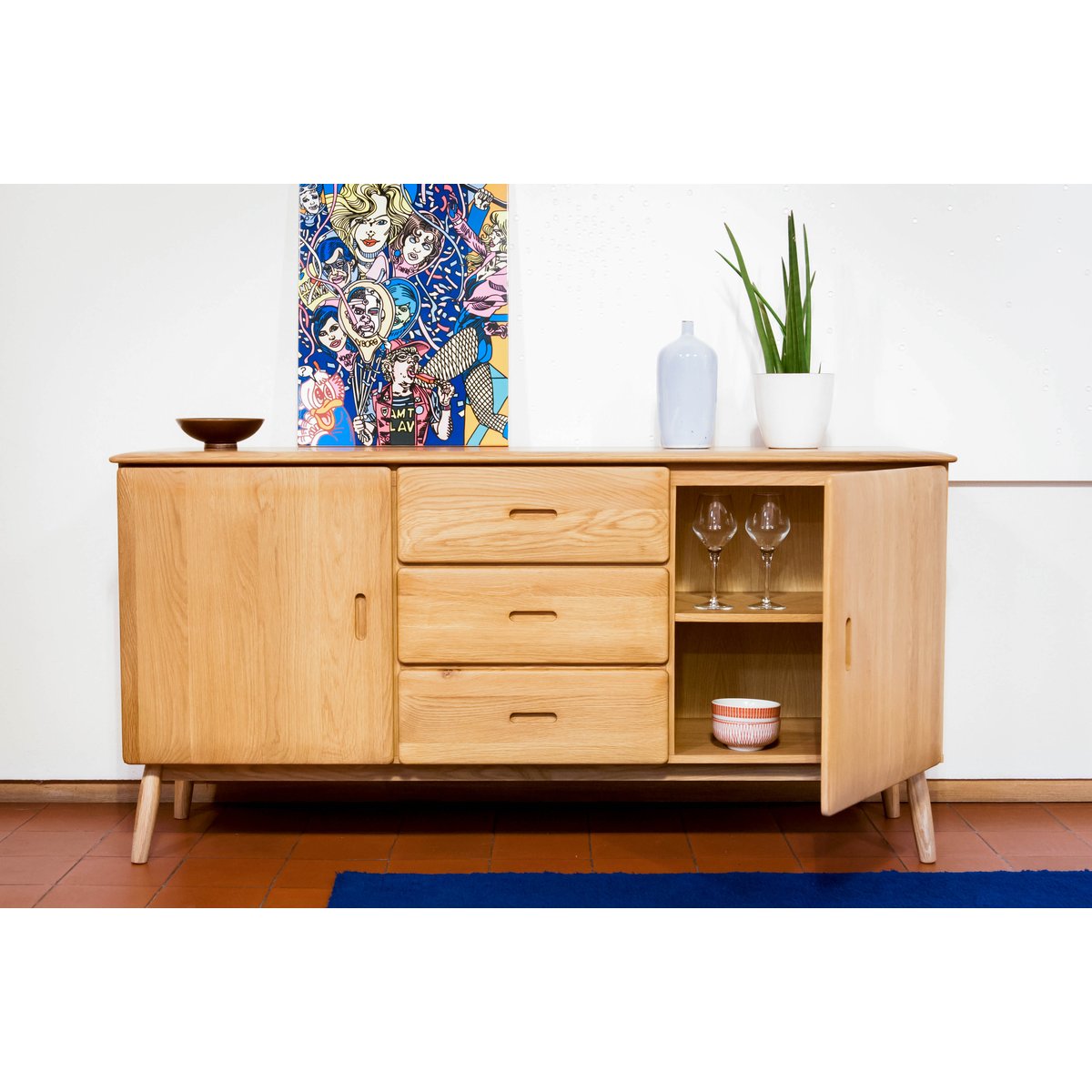 Buffet en chêne KADRELL bois clair, PRODUIT INTERIEUR BRUT