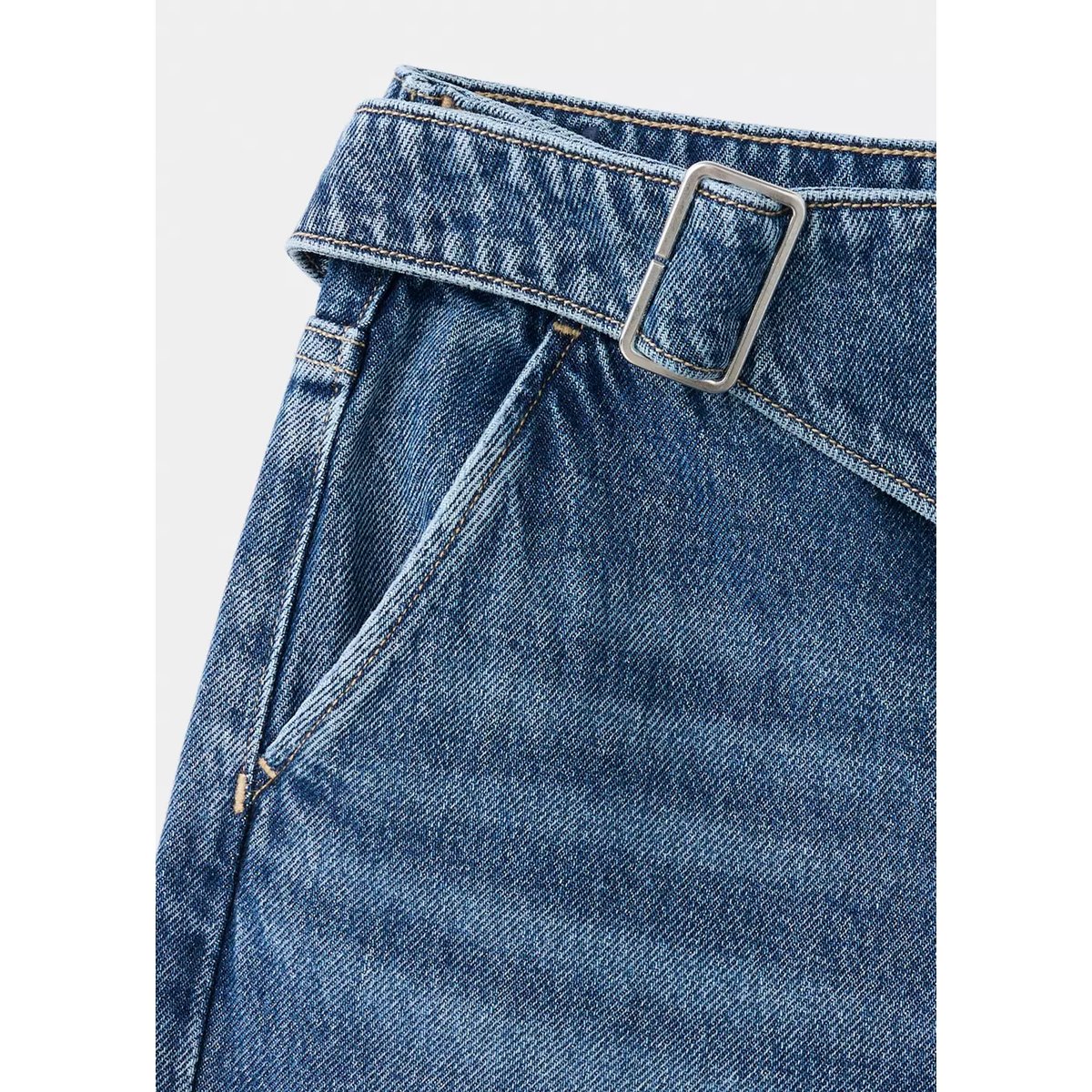 Jean wide leg avec détail de foulard bleu foncé, MANGO KIDS