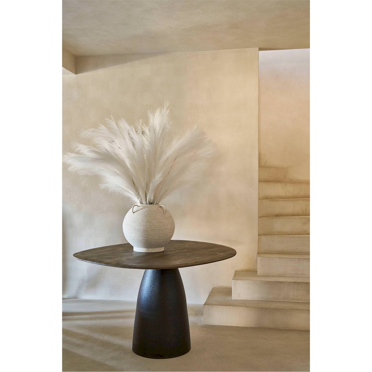 Vase rond en métal texturé blanc texturé, RECOLLECTION