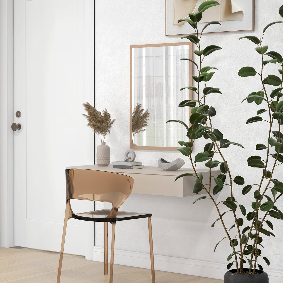 Miroir mural Verre Blanc beige, HOMCOM