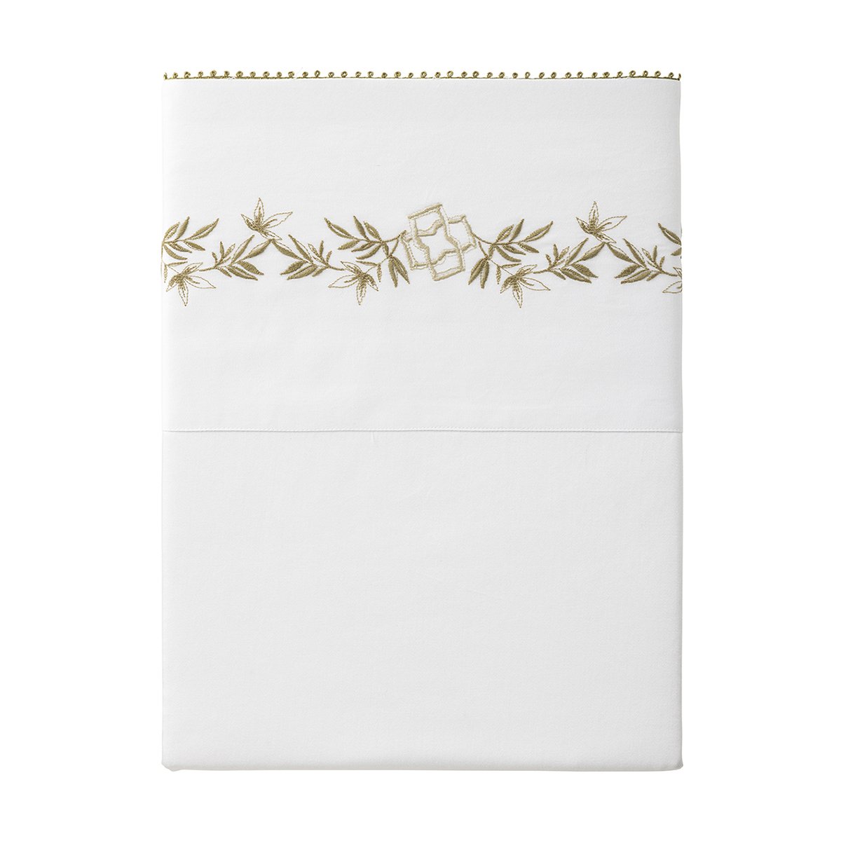 Drap plat imprimé en satin de coton bio, MIRABEAU blanc, ALEXANDRE TURPAULT