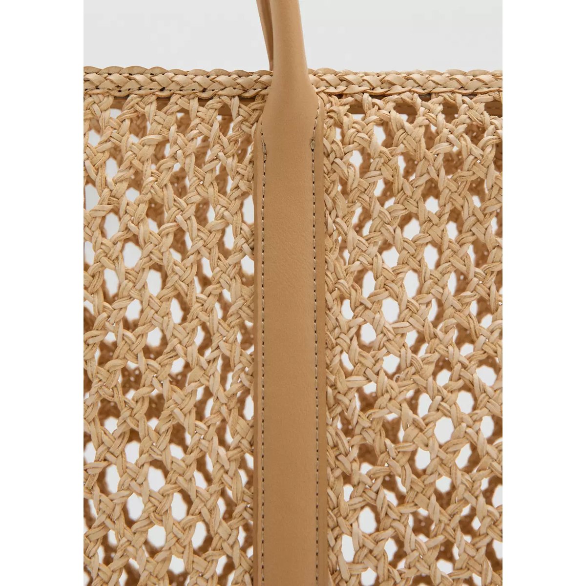 Sac porté épaule tressé beige, MANGO