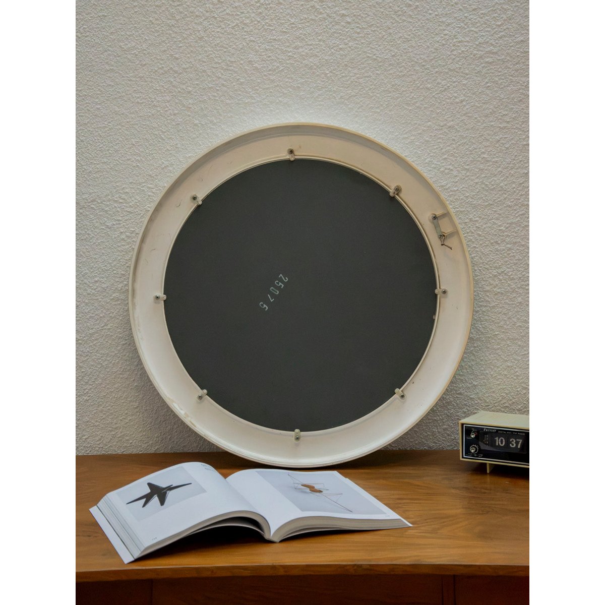 Miroir rond en plexiglass crème Igor N°1190 - Bon état crème, DEBONGOUT