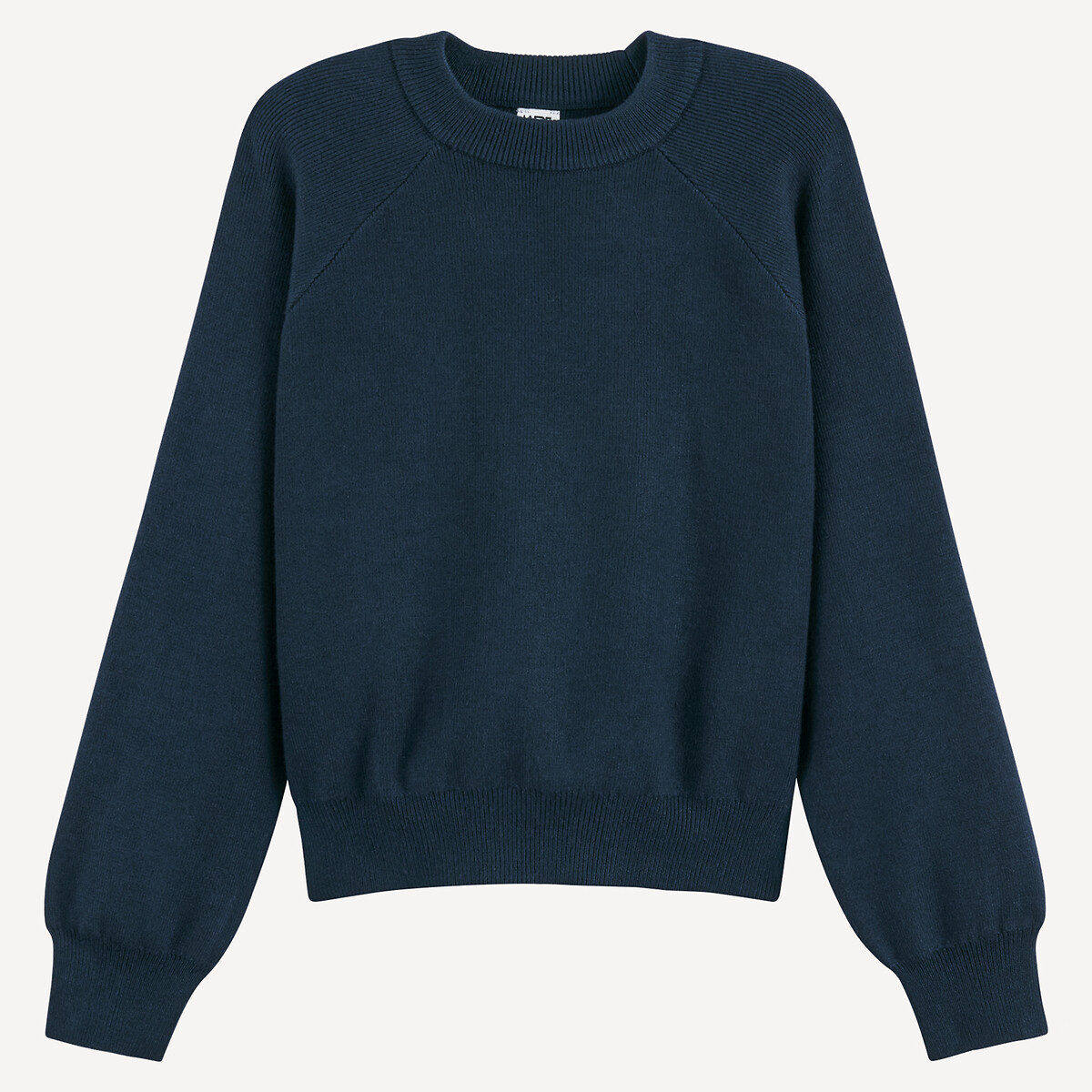 Fine Knit Crew Neck Jumper navy blue, LA REDOUTE COLLECTIONS