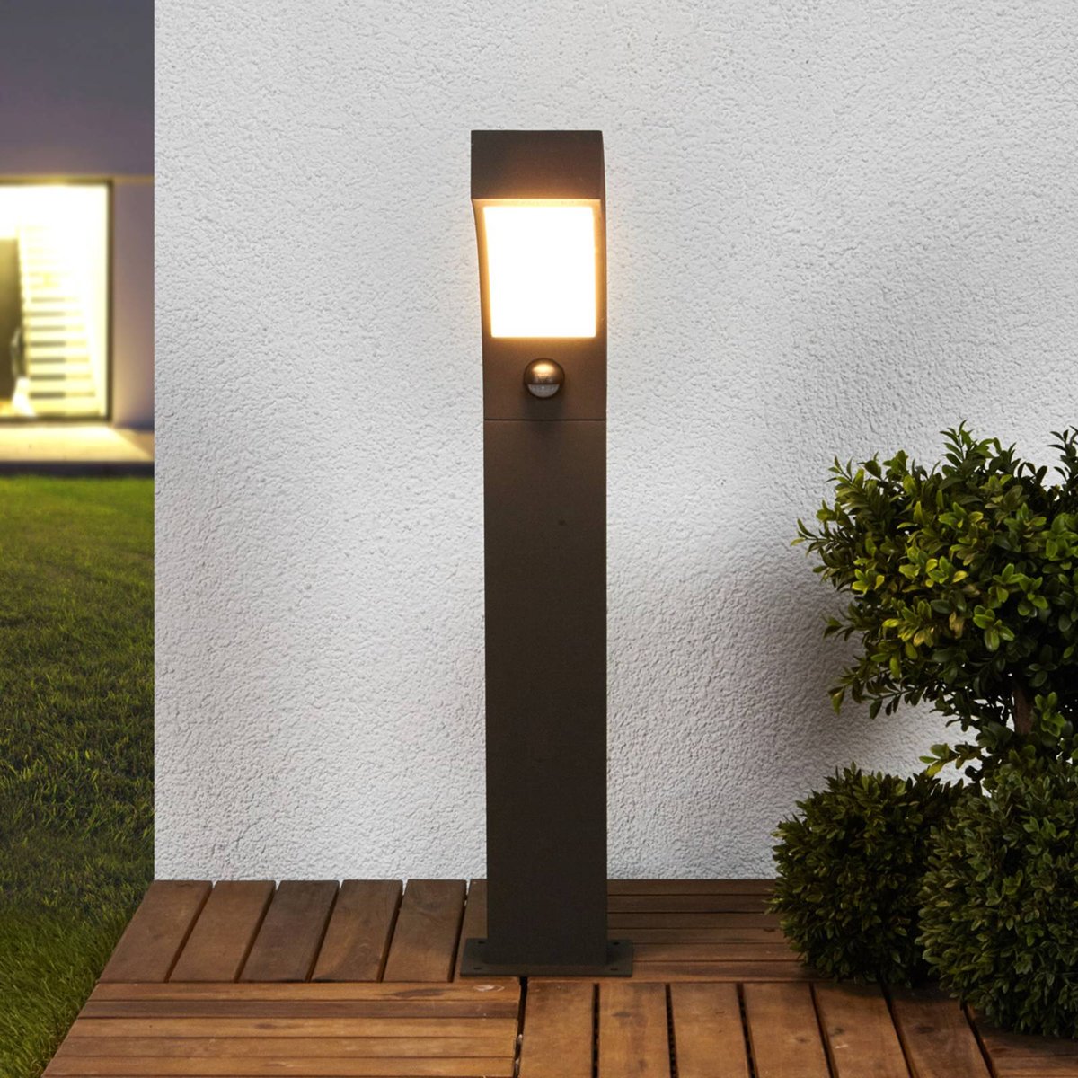 Luminaire extérieur en aluminium moderneLED gris graphite, blanc transparent, LUCANDE