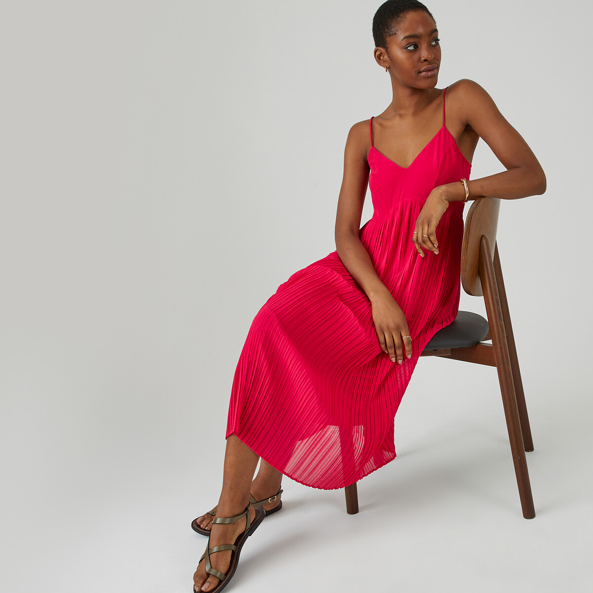 Sunray Pleated Cami Dress fuchsia pink, LA REDOUTE COLLECTIONS