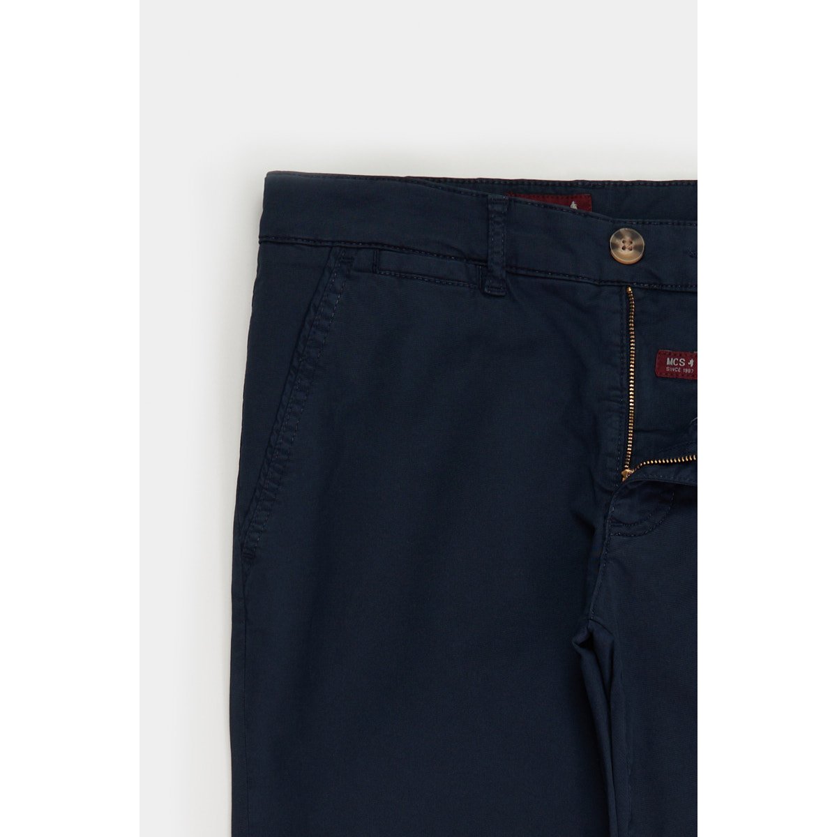 Chino gabardine uni slim bleu marine, MCS