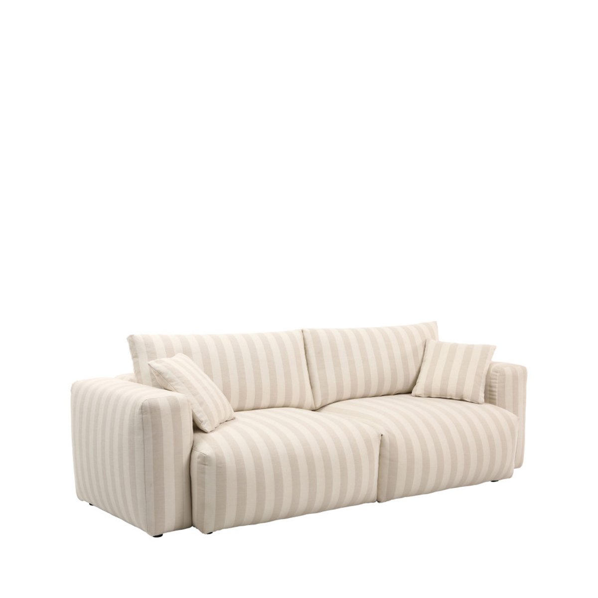 Canapé 3 places en tissu à rayures- LIMONA beige, DRAWER