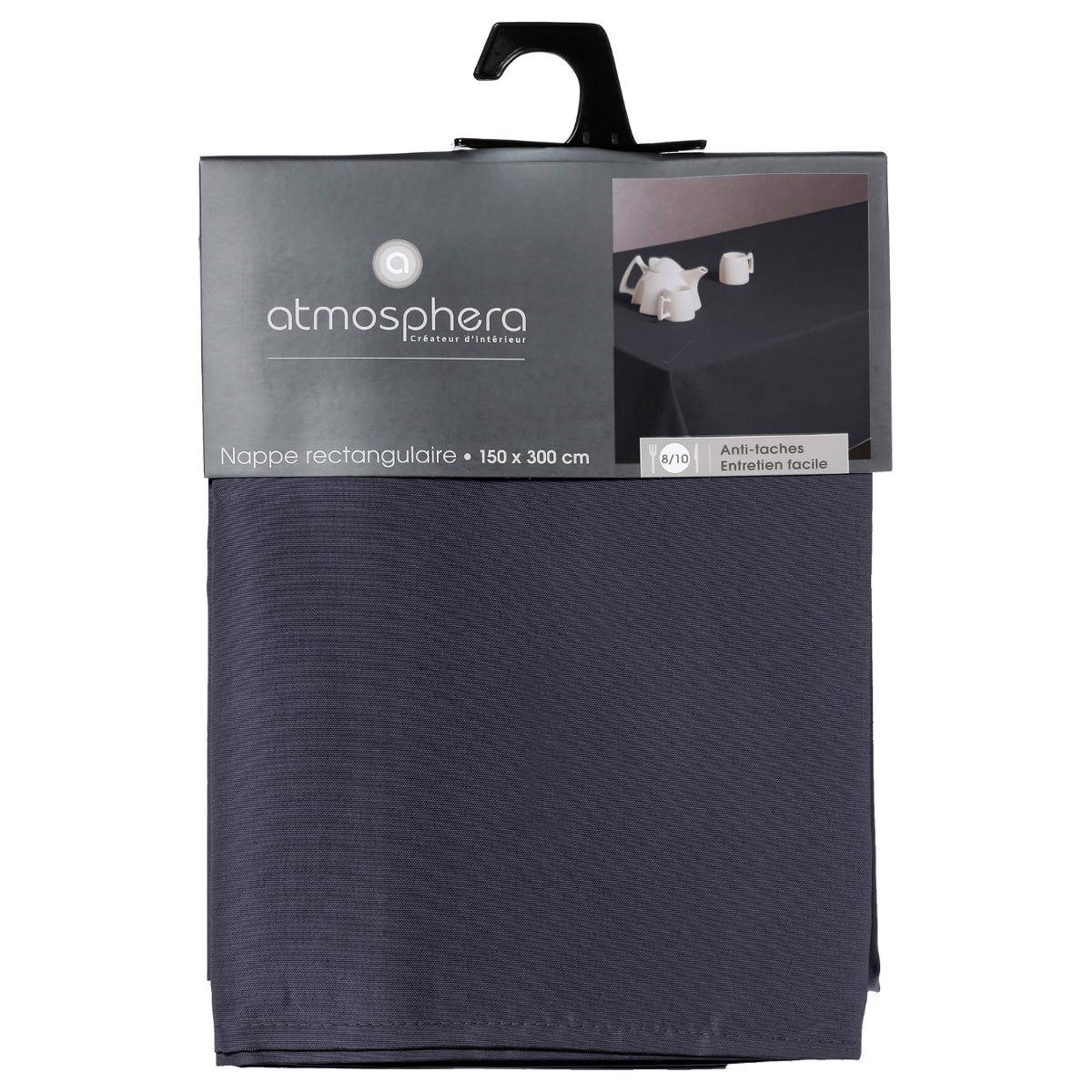 Nappe rectangulaire anti-tâche LALLIE gris fumé, ATMOSPHERA
