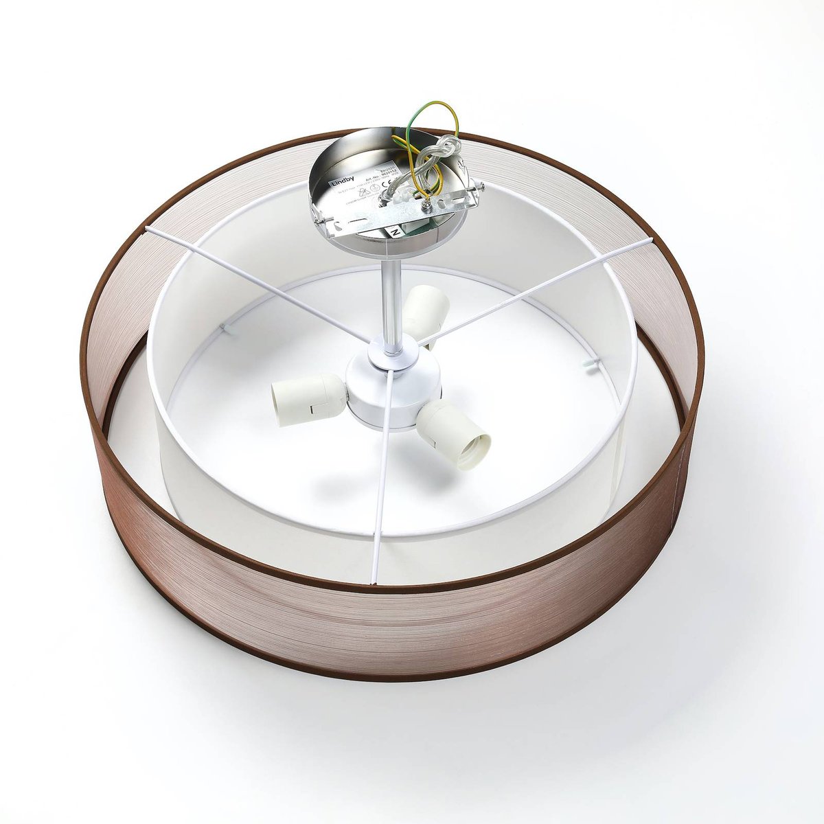 Plafonnier en textile moderne, Pikka chrome, marron, blanc, LINDBY