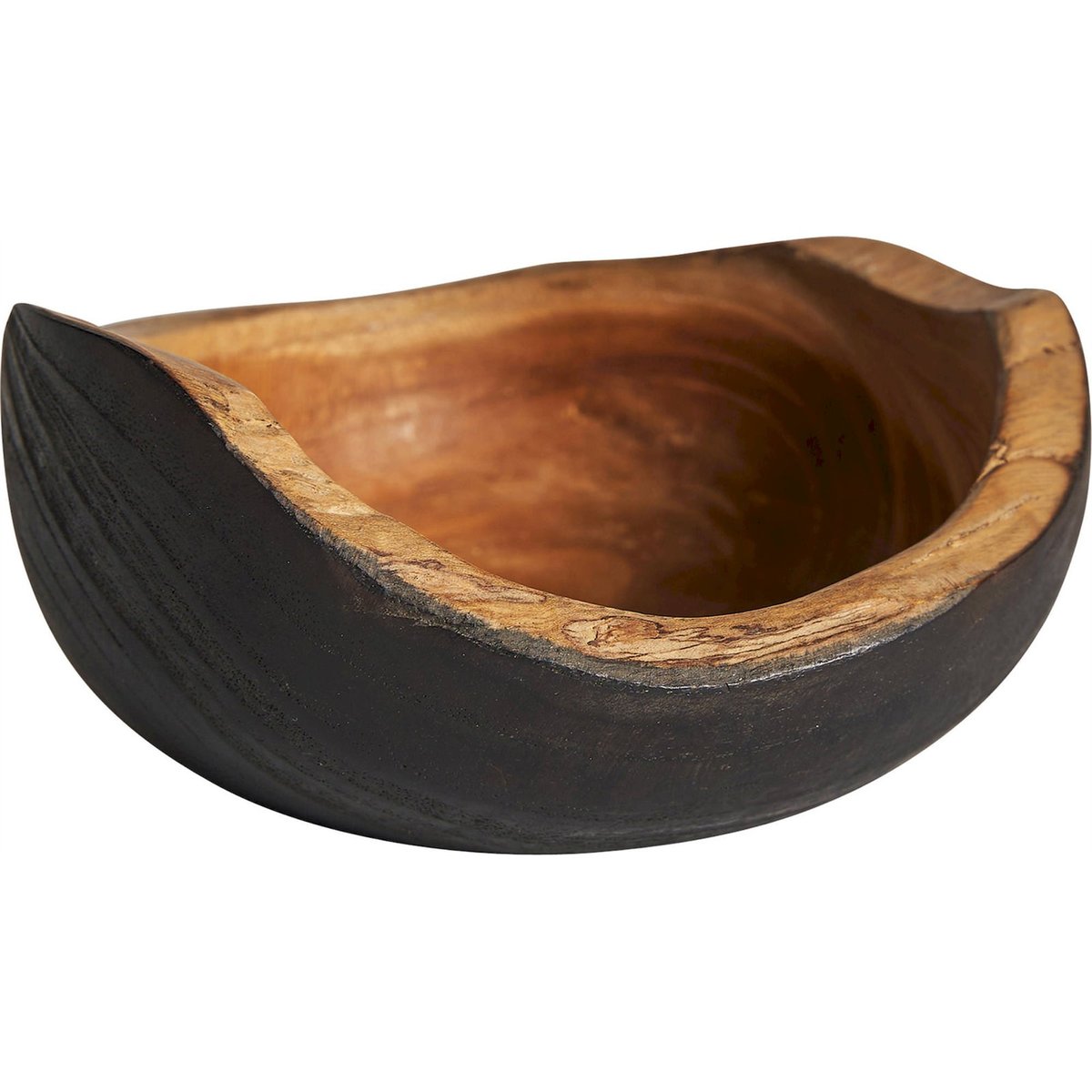 Bol ethnique en bois Teka Vacio noir charbon et bois teka naturel, RECOLLECTION