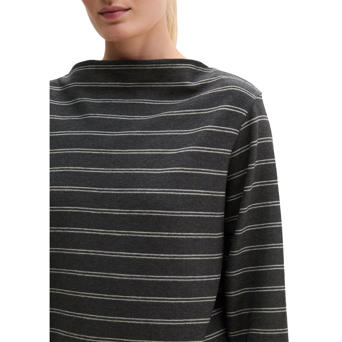 T-shirt à manches longues en jersey épais à effet slub gris, MARC O'POLO