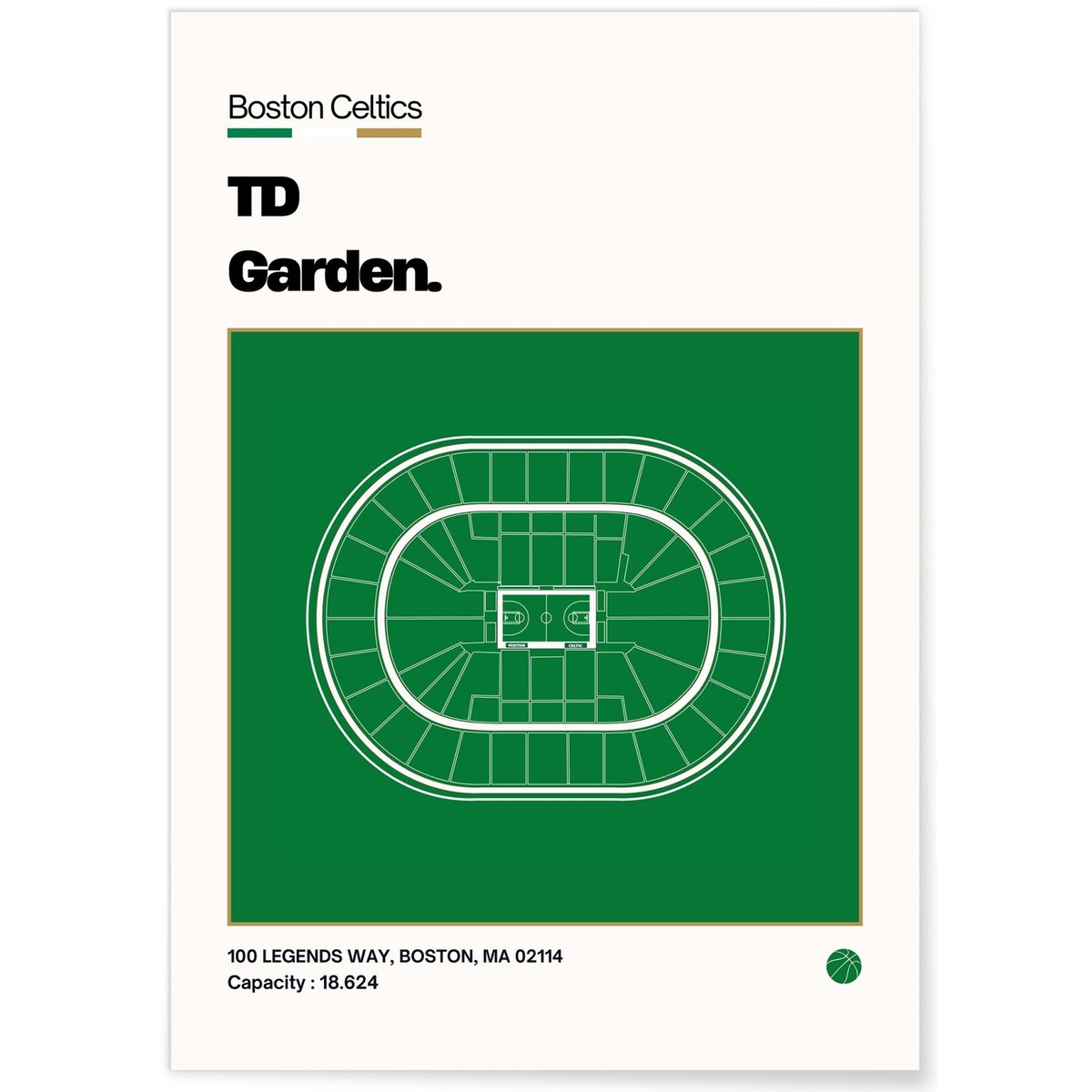 Affiche TD Garden - Boston Celtics blanc, L'AFFICHERIE