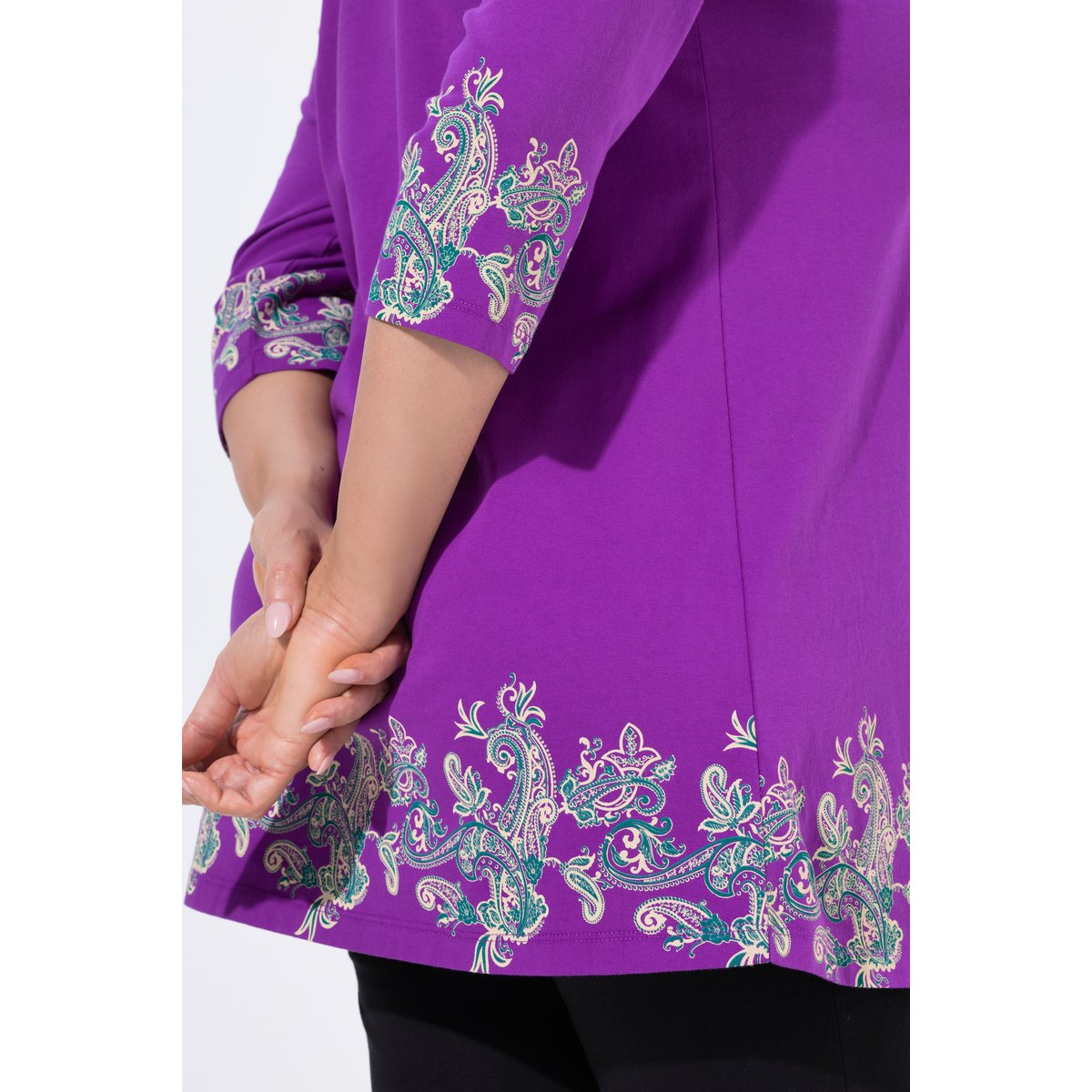 T-shirt long à motif imprimé violet, ULLA POPKEN