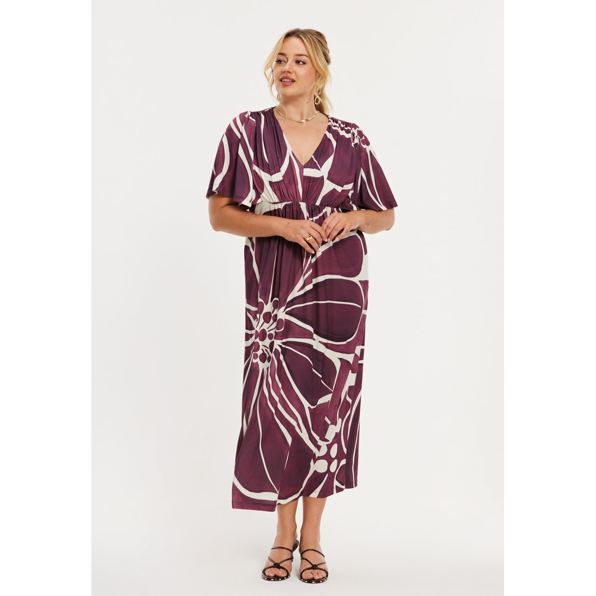 Robe imprimée rouge foncé, YOEK