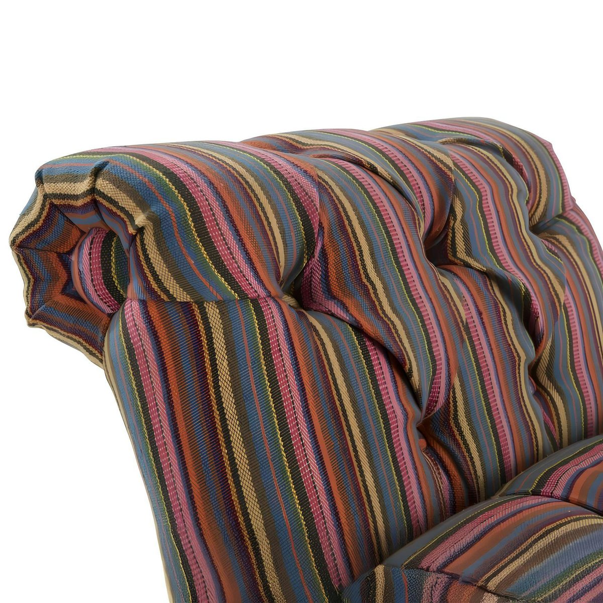 Banc méridienne capitonnée rayures coton BUTTON rose, PIER IMPORT