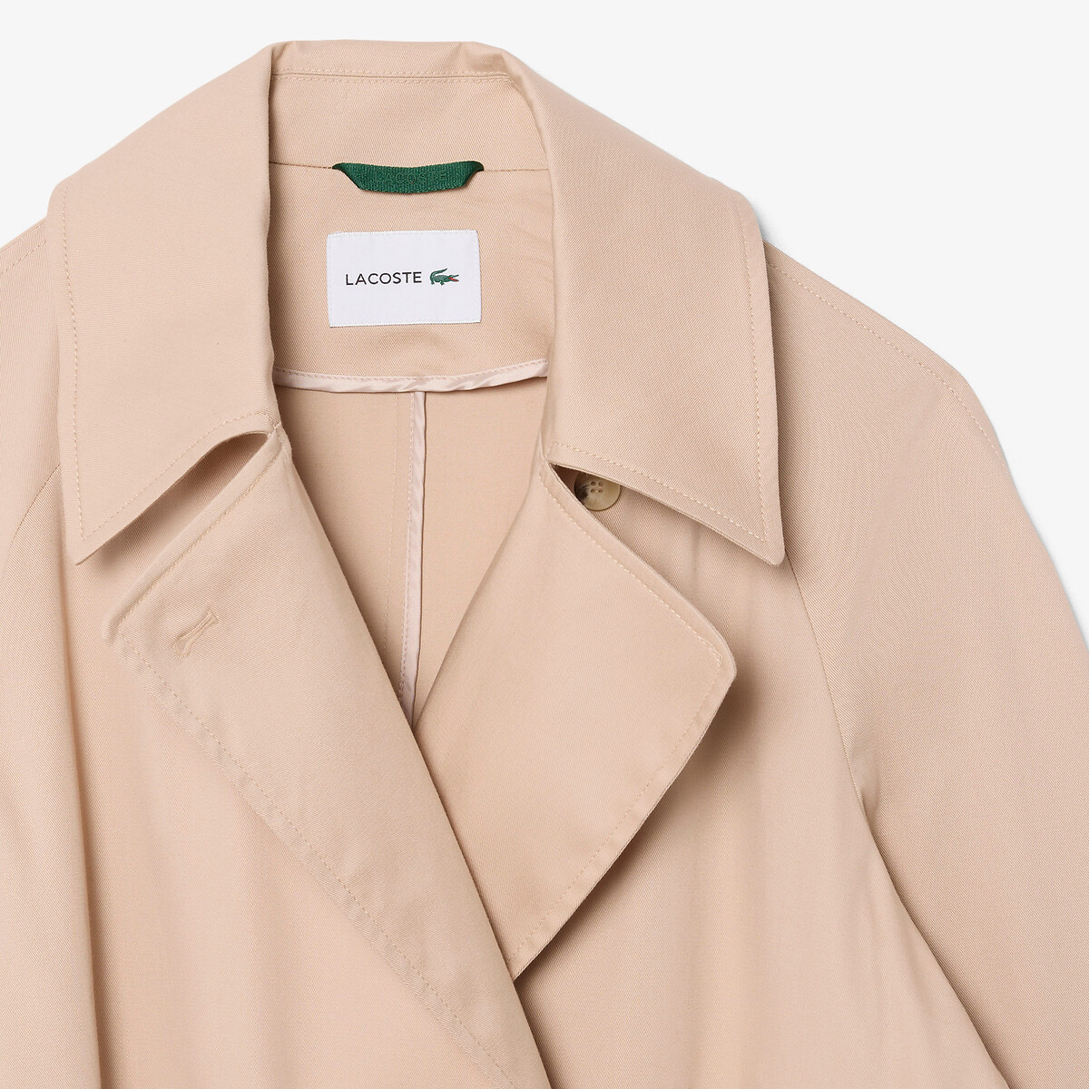 Trench largo con doble hilera de abotonado beige , LACOSTE