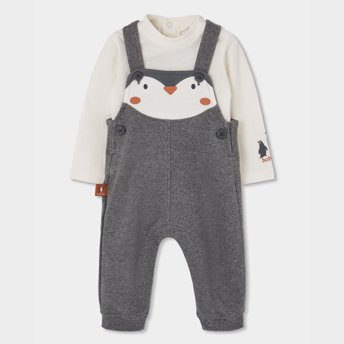 Ensemble bébé garçon imprimé pingouin gris, BOBOLI