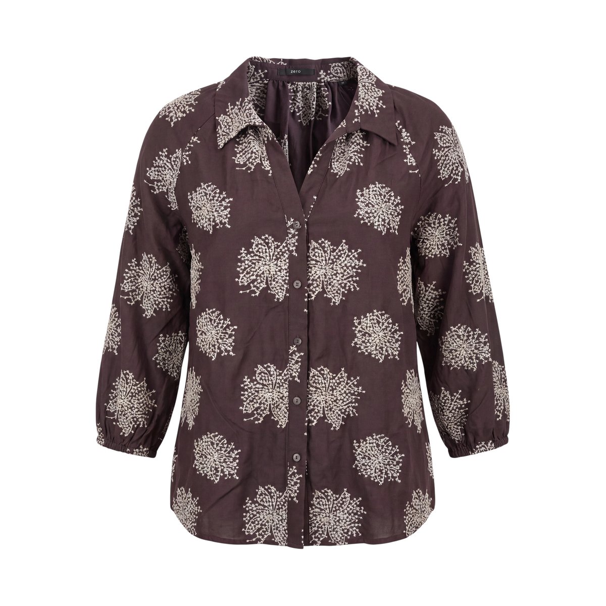 Chemisier à broderies brown/beige, ZERO