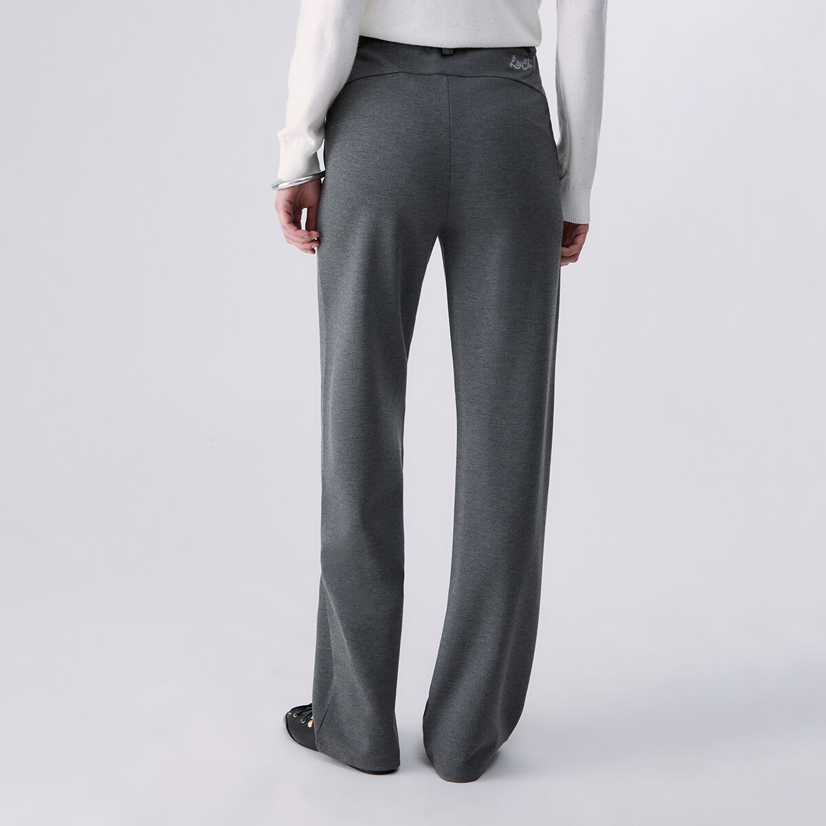 Pantalon coupe regular en punto milano gris, LIU JO