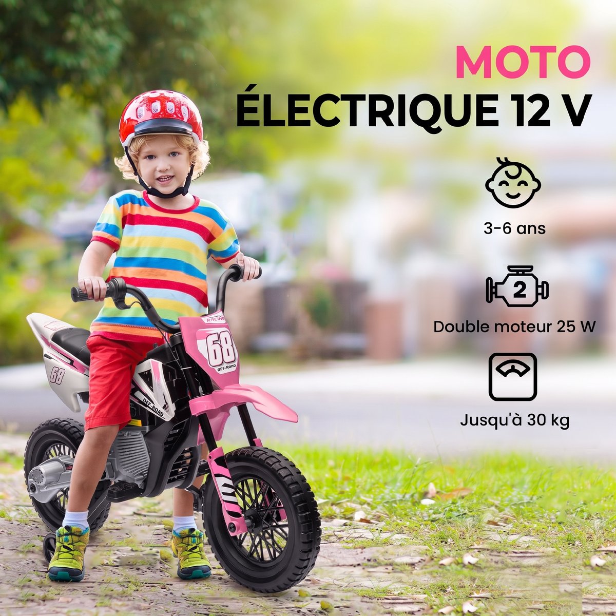 Moto électrique à conducteur assis PP rose, AIYAPLAY