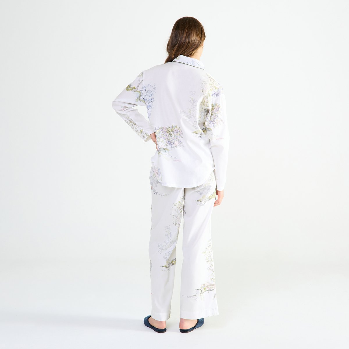 Pyjama col classique en satin LANDE blanc, LAURENCE TAVERNIER