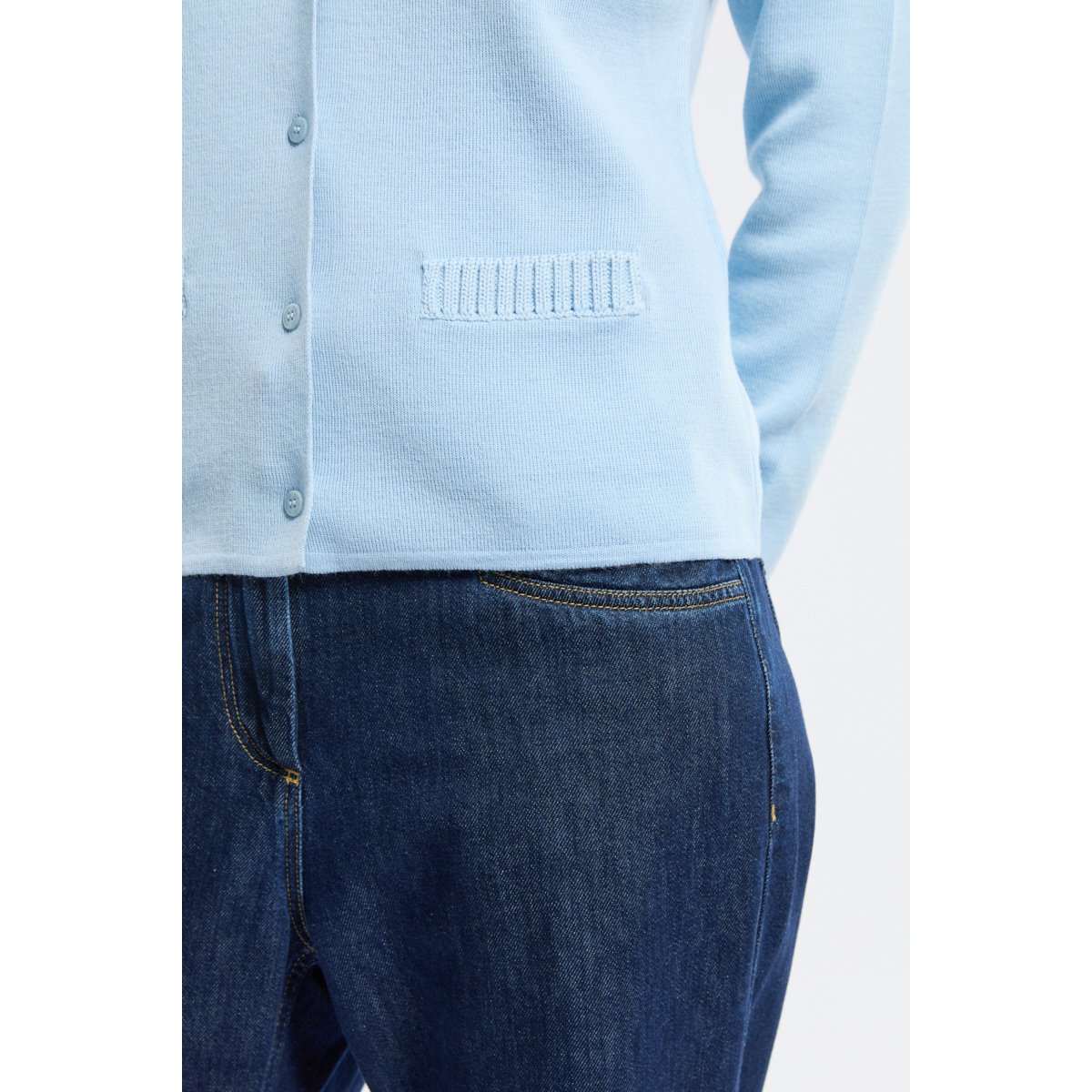 Cardigan col rond en Laine et acrylique nuage, ARMOR-LUX