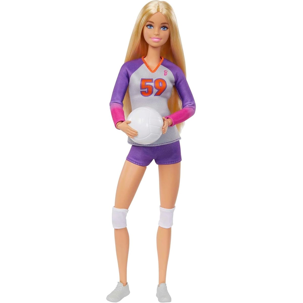 métiersPoupée articulée joueuse de Volleyball violet et blanc, MATTEL