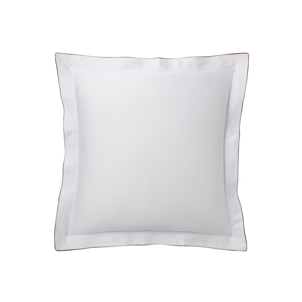 Taie d'oreiller tricolore en satin de coton avec bande appliquée, MARCEAU blanc neige/bleu marine, ALEXANDRE TURPAULT