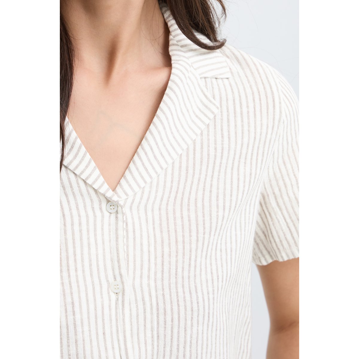 Chemise à manches courtes beige humus mix, B.YOUNG