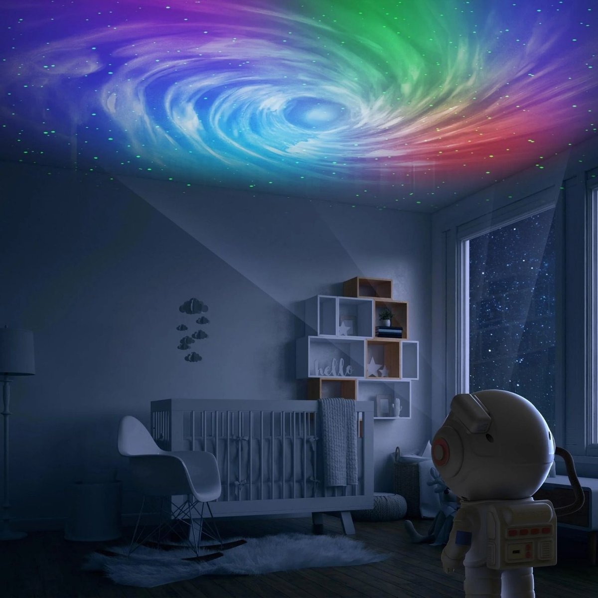 Projecteur Stellar blanc, gris, bleu, MOB