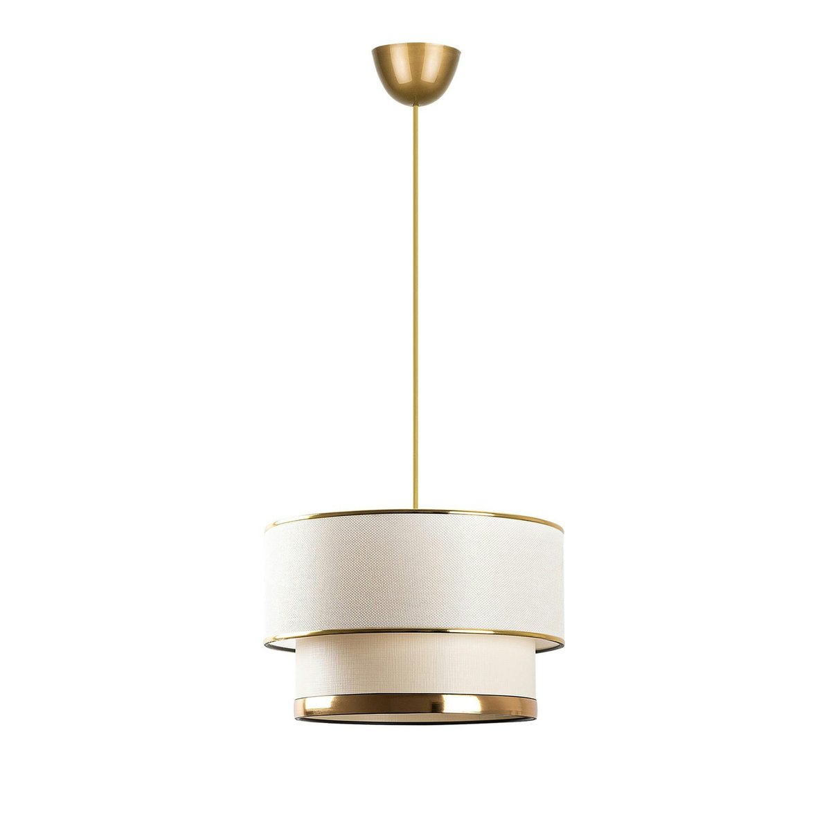 Suspension moderne - abat-jour en tissu ZURICH crème / or, PIER IMPORT