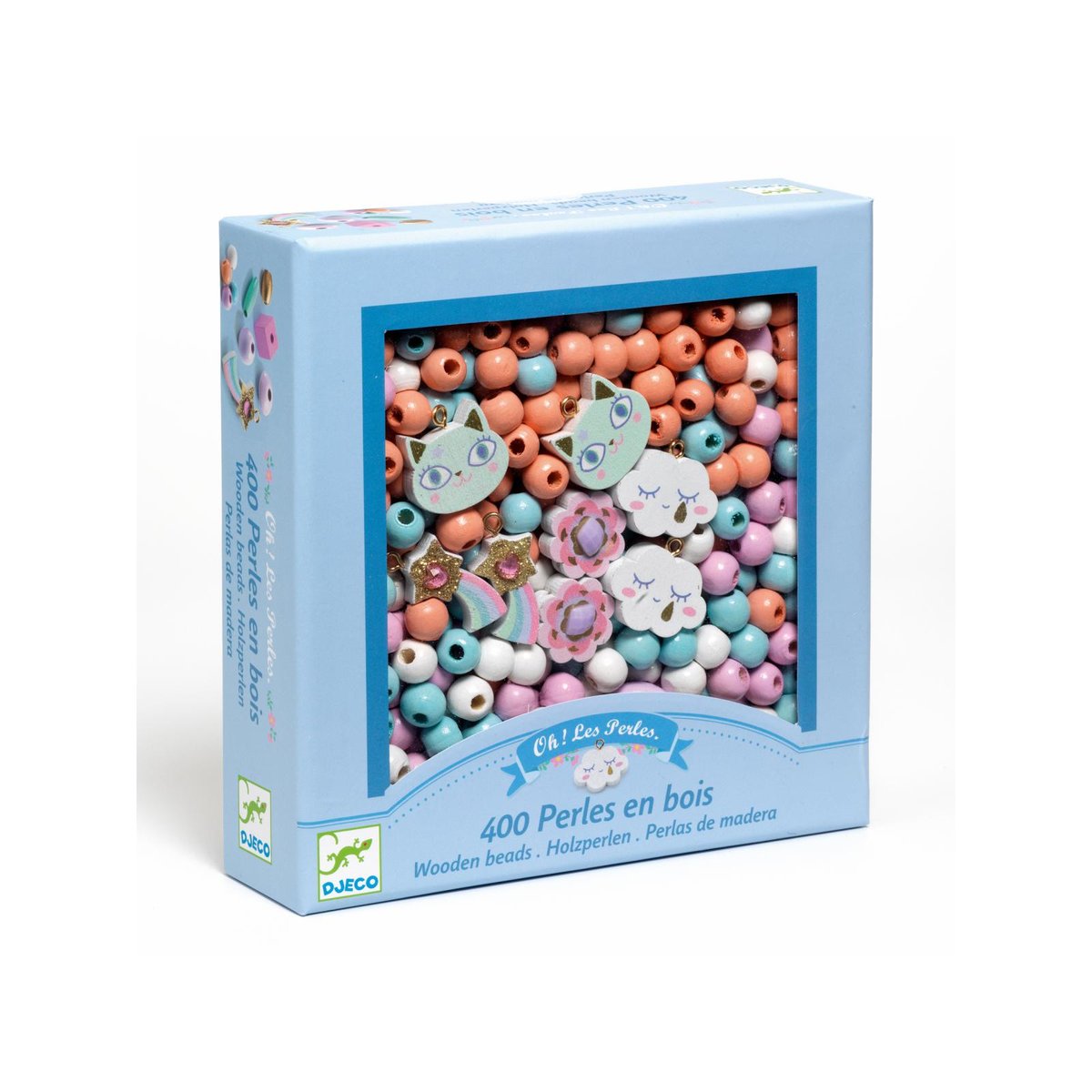Perles et bijoux - Perles bois - Arc-en-ciel multicolore, DJECO