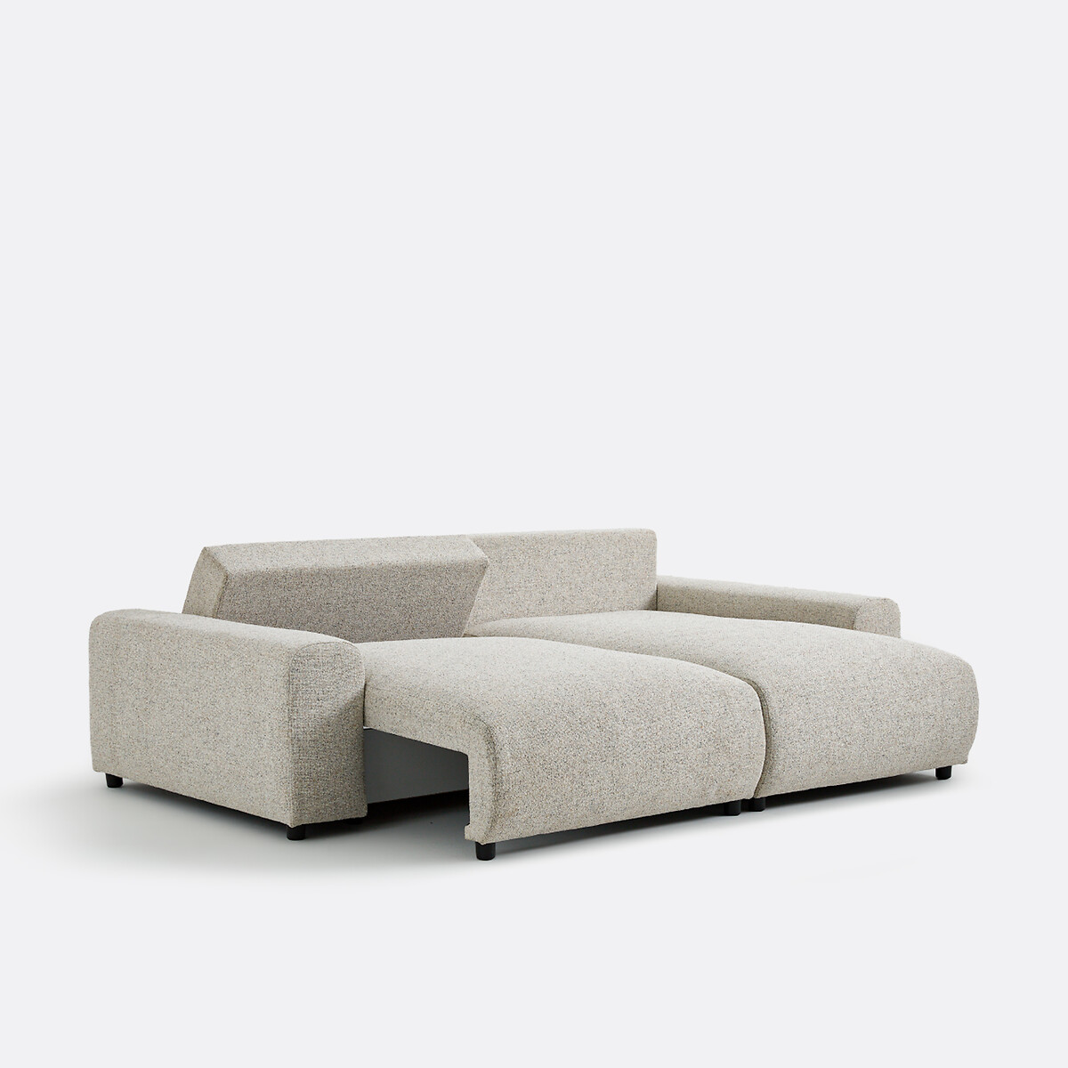 Canapé d'angle, convertible, 3 places, avec coffre, en texturé moucheté, GALENE ecru/bleu, LA REDOUTE INTERIEURS