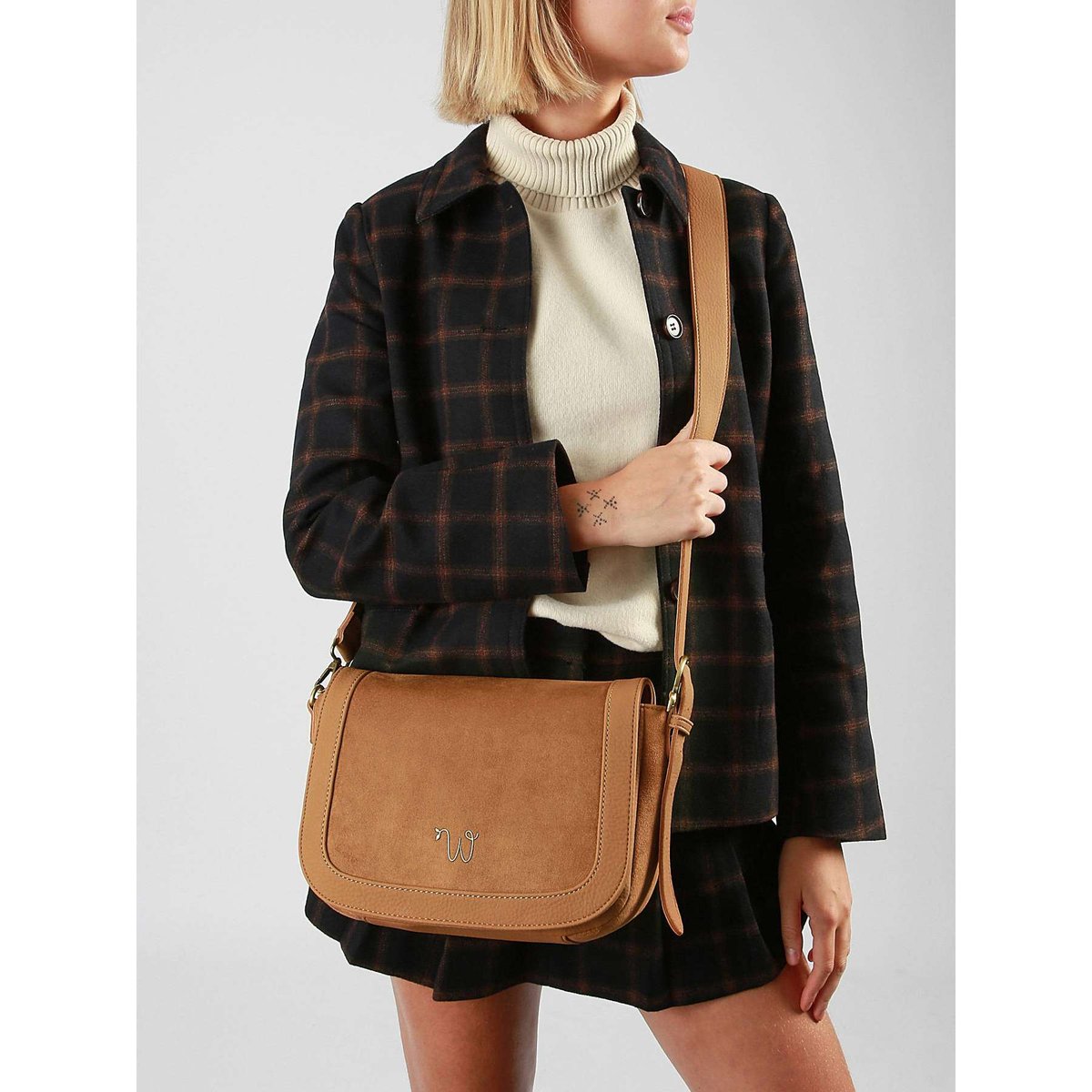 Sac bandoulière Ellebore camel, WOOMEN
