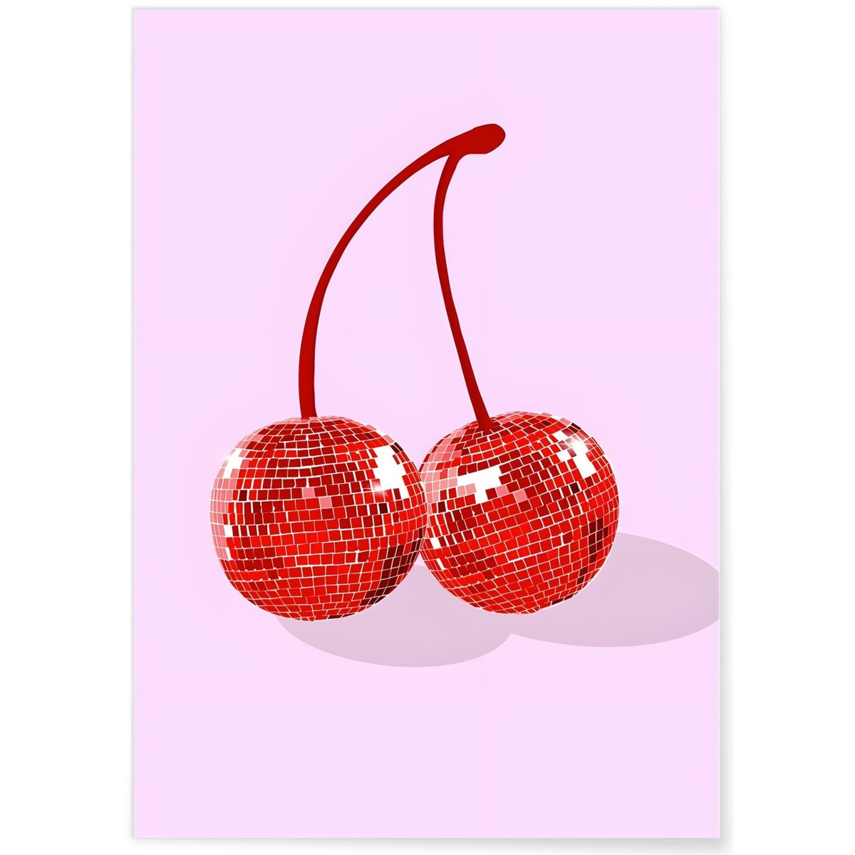 Affiche Cerises Boules Disco blanc, L'AFFICHERIE