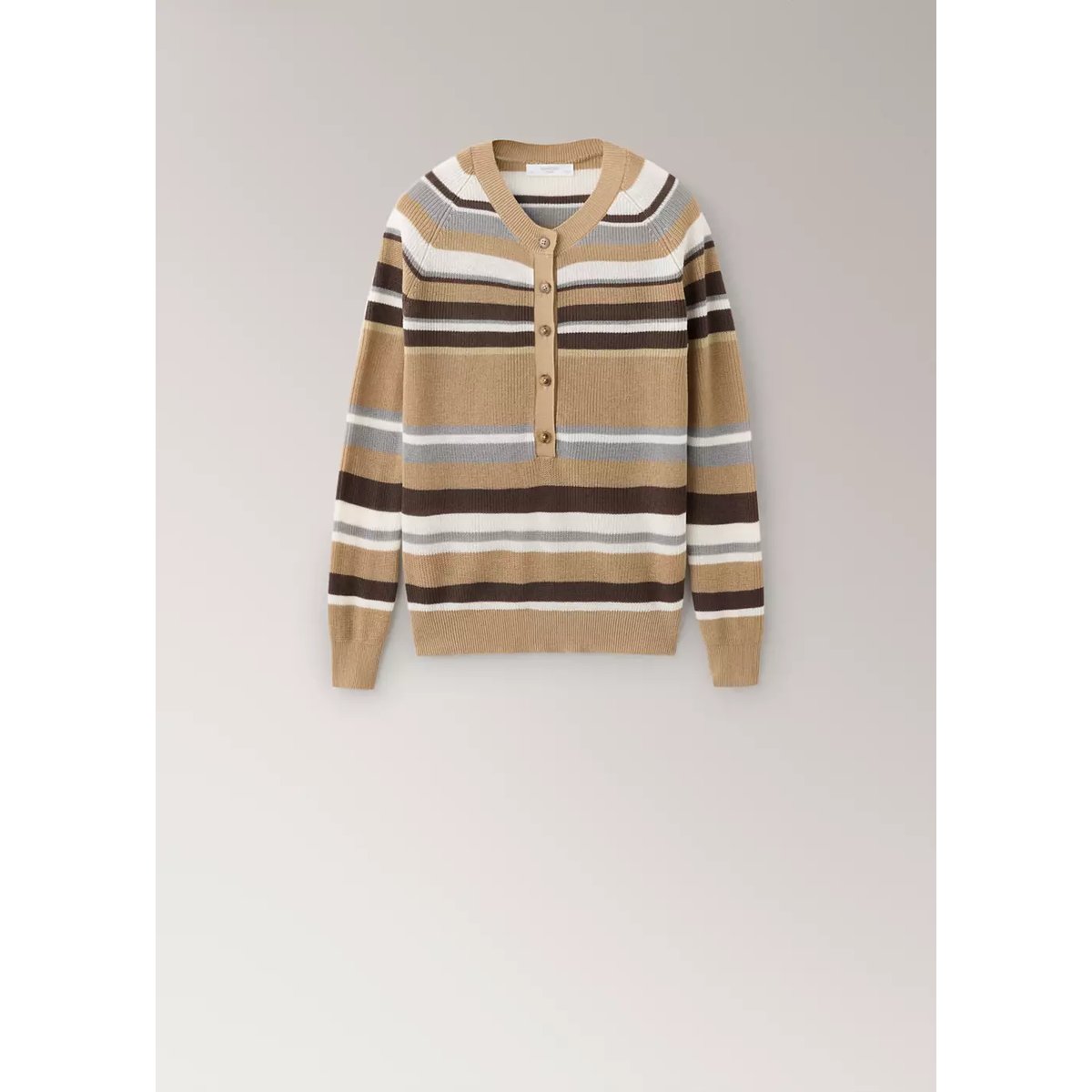 Pull-over côtelé à rayures marron, MANGO