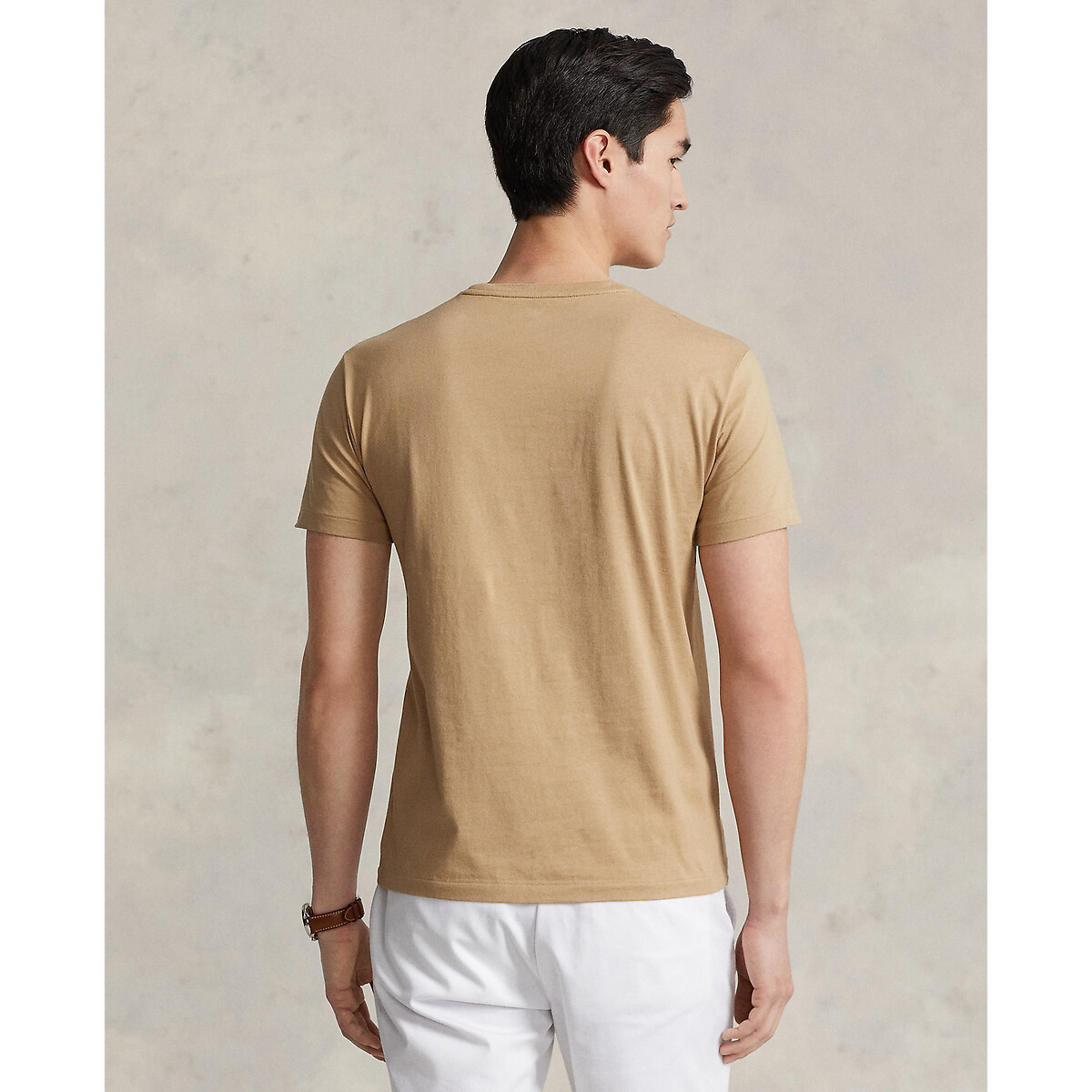 T-shirt à col rond Custom Slim Fit beige, POLO RALPH LAUREN