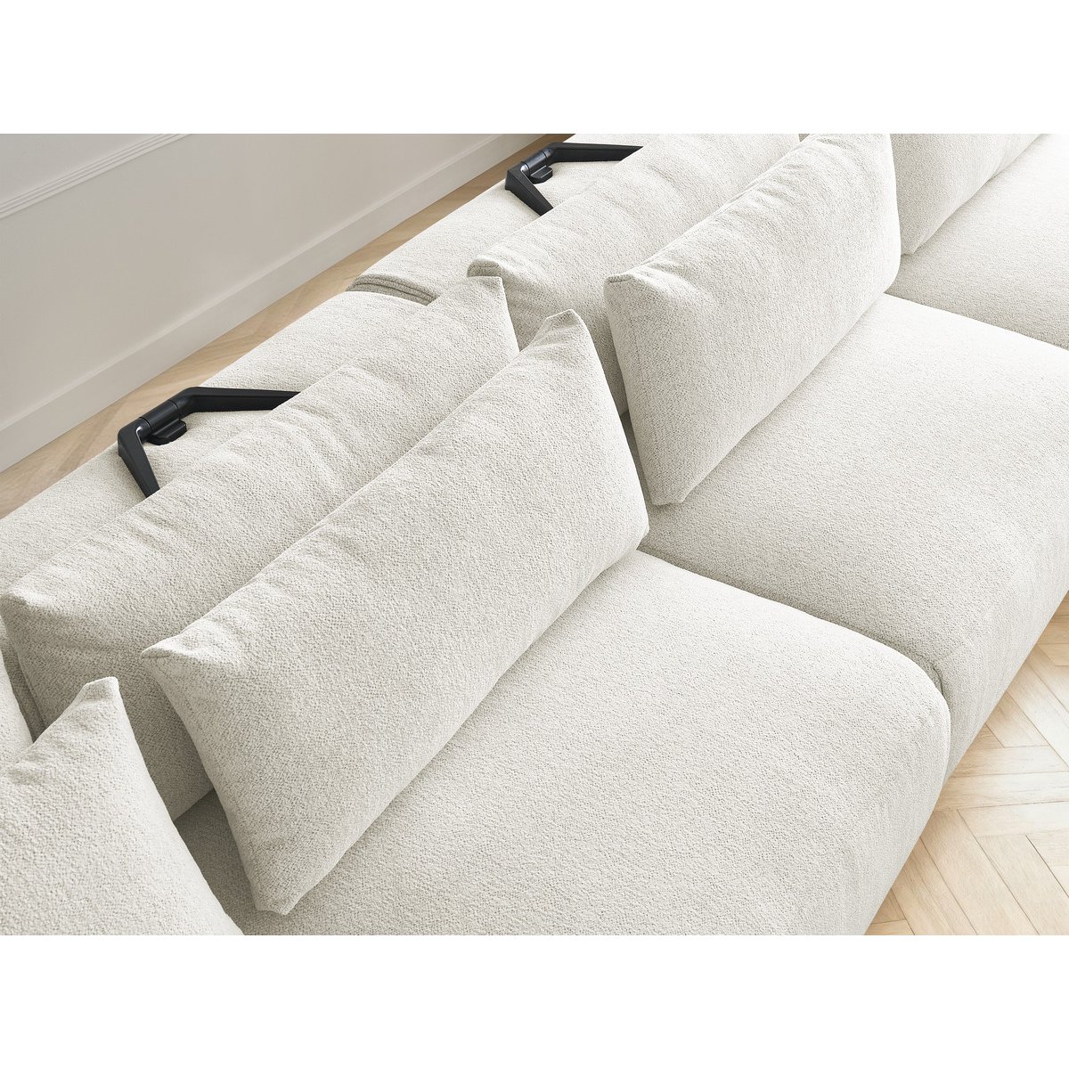Canapé modulable 5 places en tissu chiné, JANA blanc, BOBOCHIC
